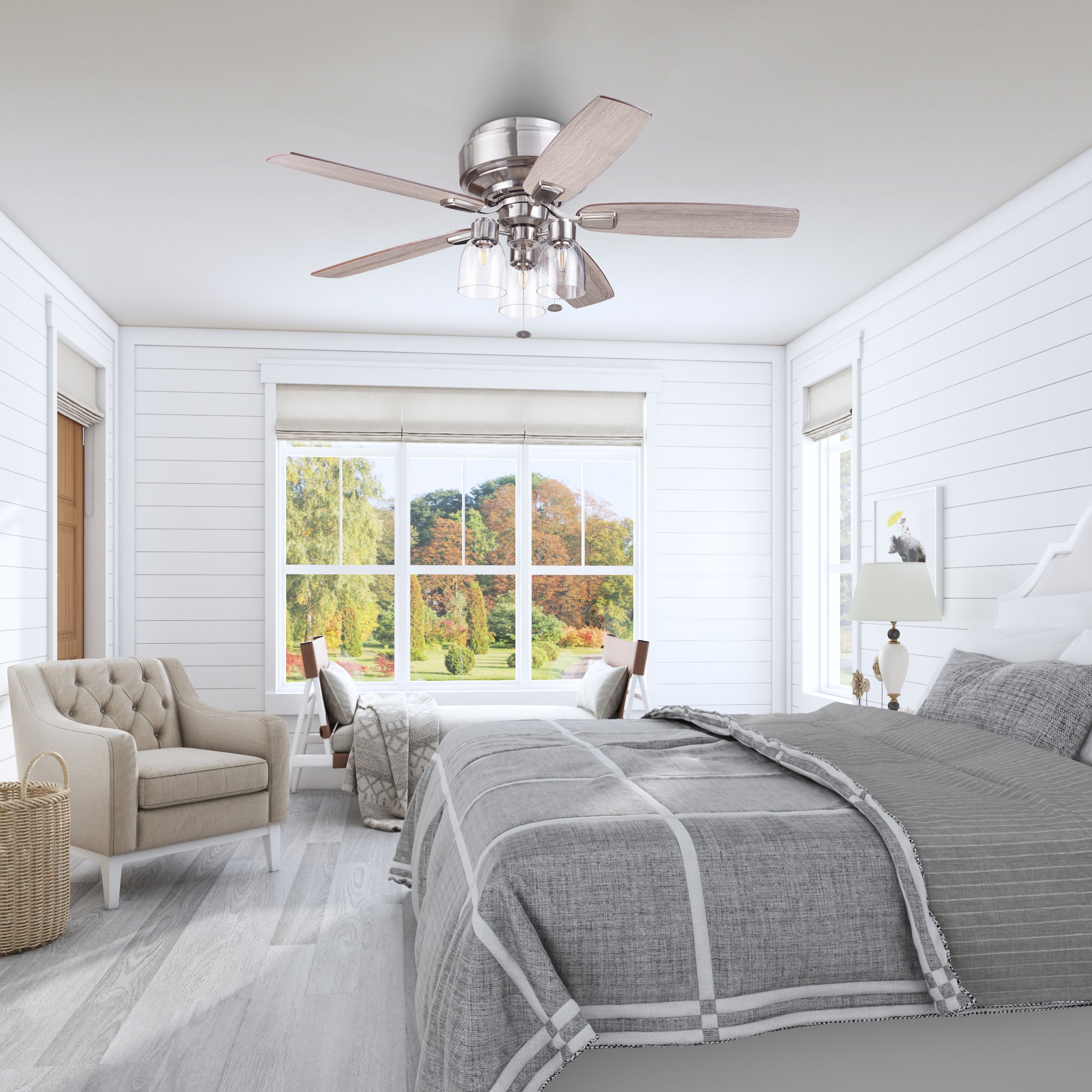 52 Inch Magonia, Brushed Nickel, Pull Chain, Quick Attach™ Ceiling Fan