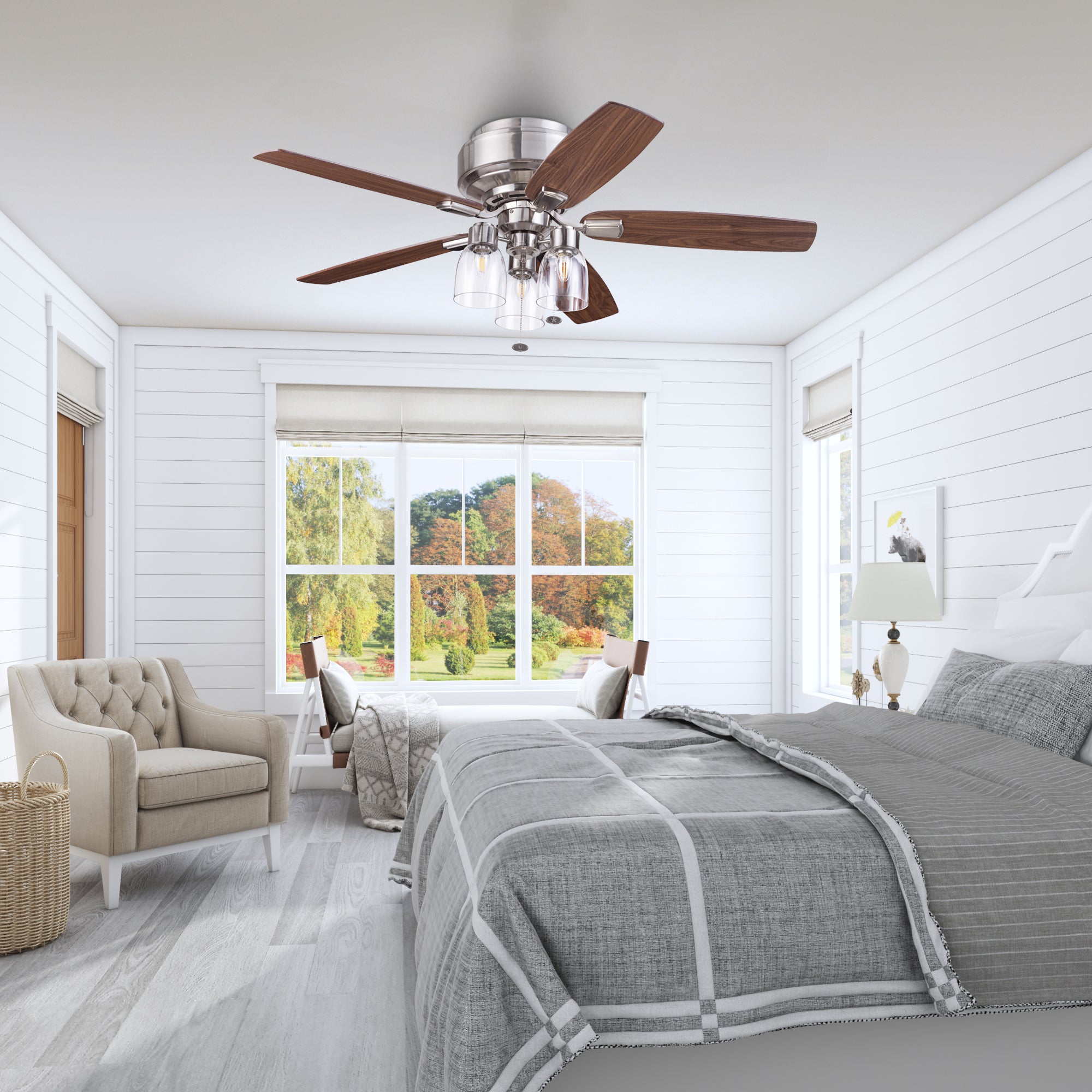 52 Inch Magonia, Brushed Nickel, Pull Chain, Quick Attach™ Ceiling Fan