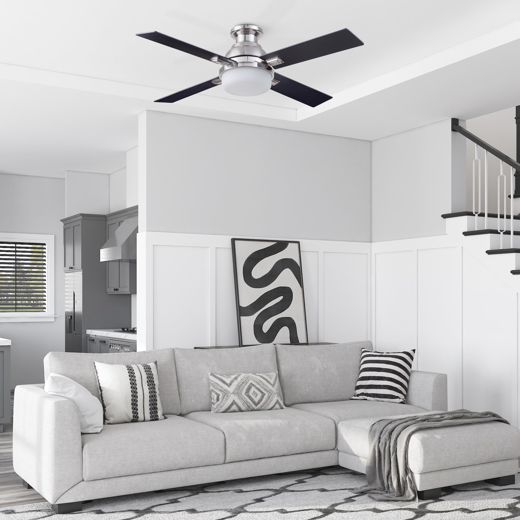 52 Inch Kyrra, Brushed Nickel, Remote Control, Ceiling Fan