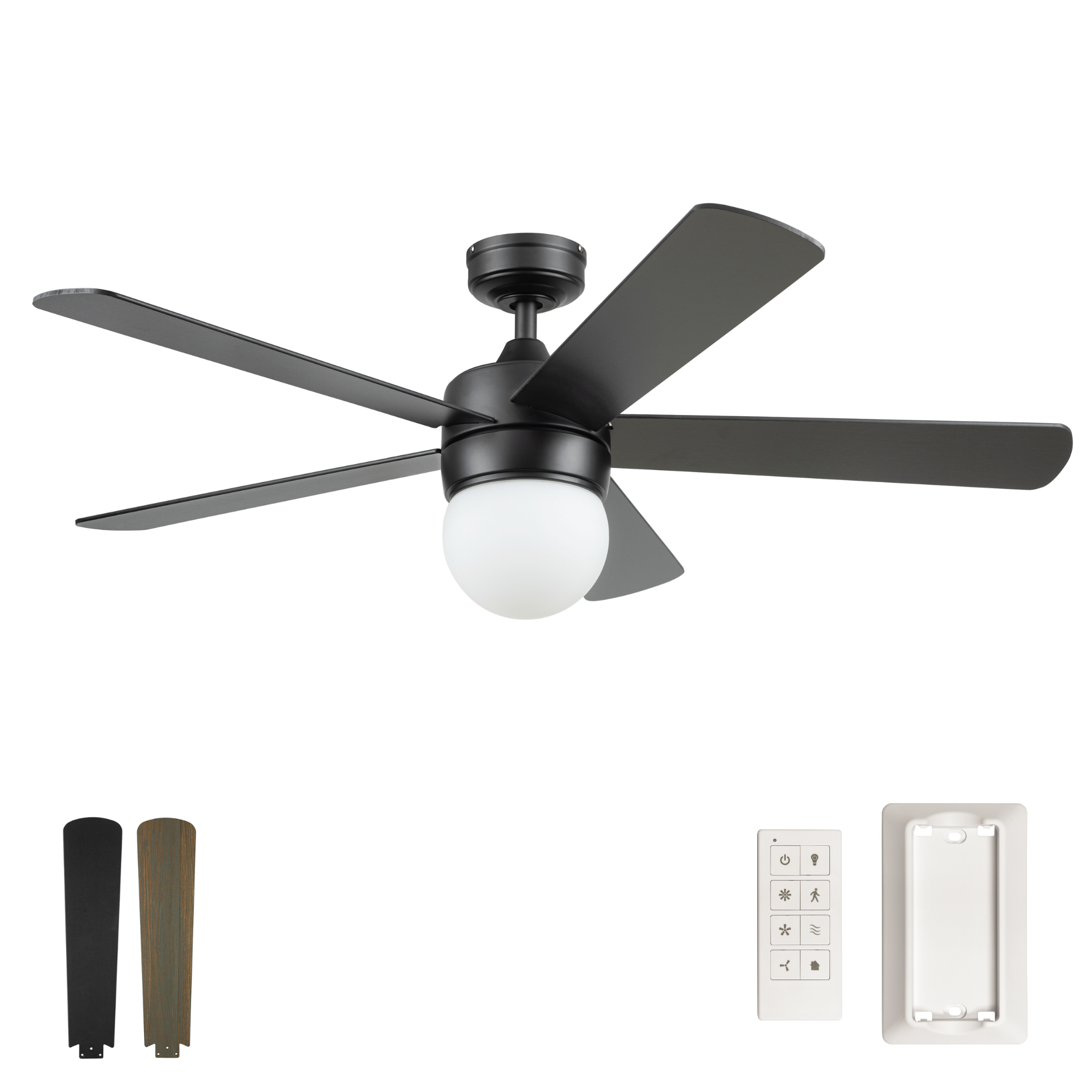 52 Inch Ardrey Kell, Matte Black, Remote Control, Ceiling Fan