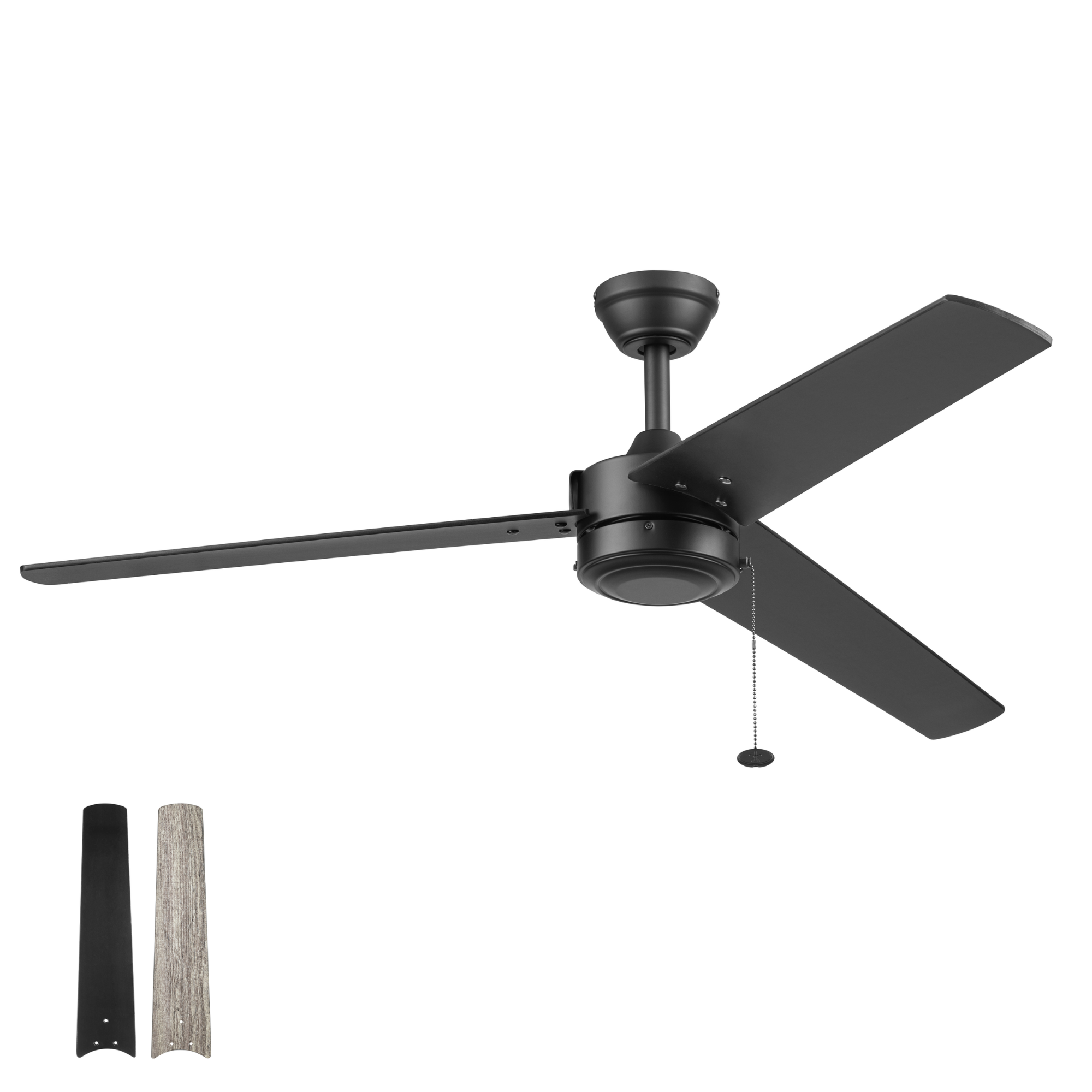 52 Inch Tenant, Matte Black, Pull Chain, Indoor/Outdoor Ceiling Fan