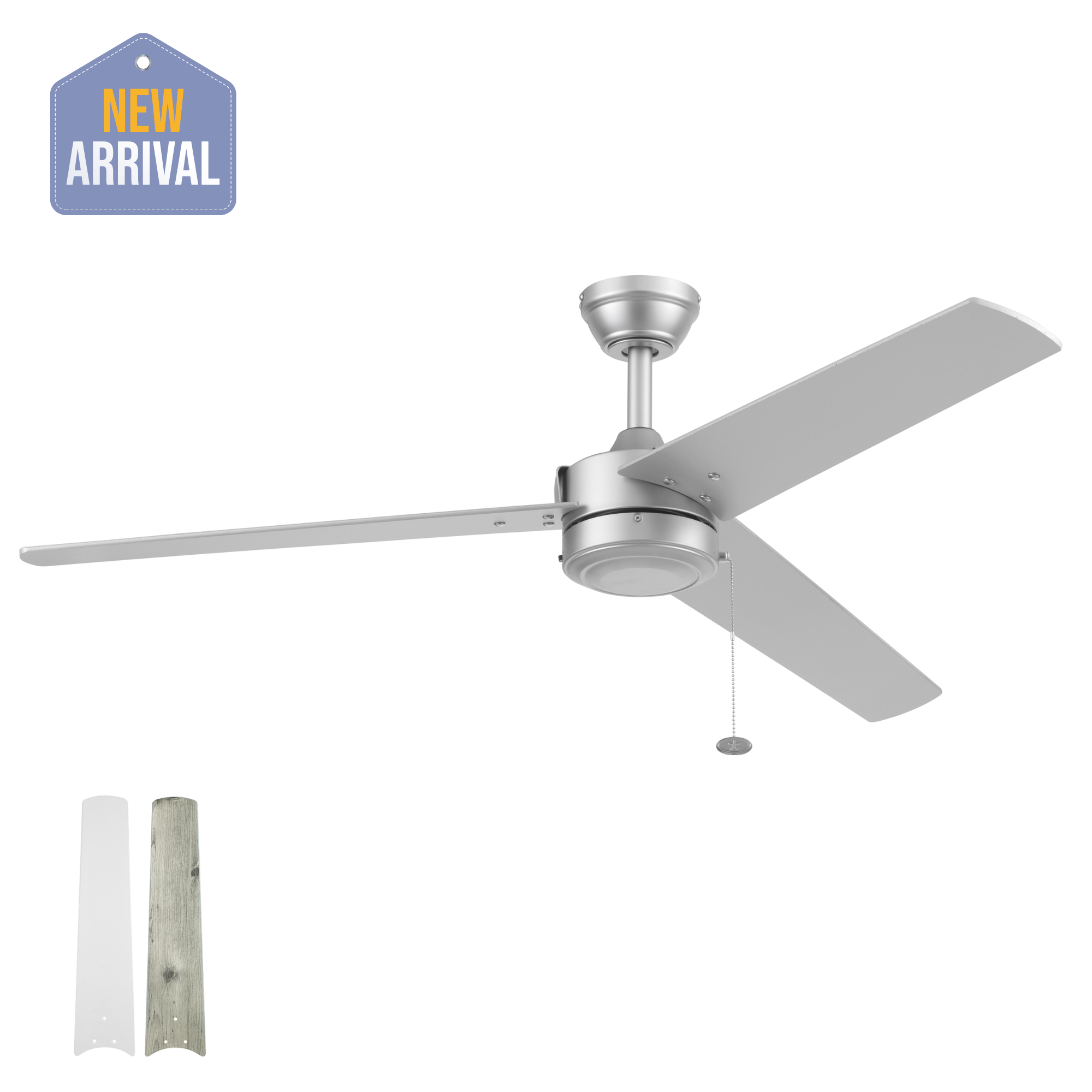 52 Inch Tenant, Matte Nickel, Pull Chain, Indoor/Outdoor Ceiling Fan by Prominence Home