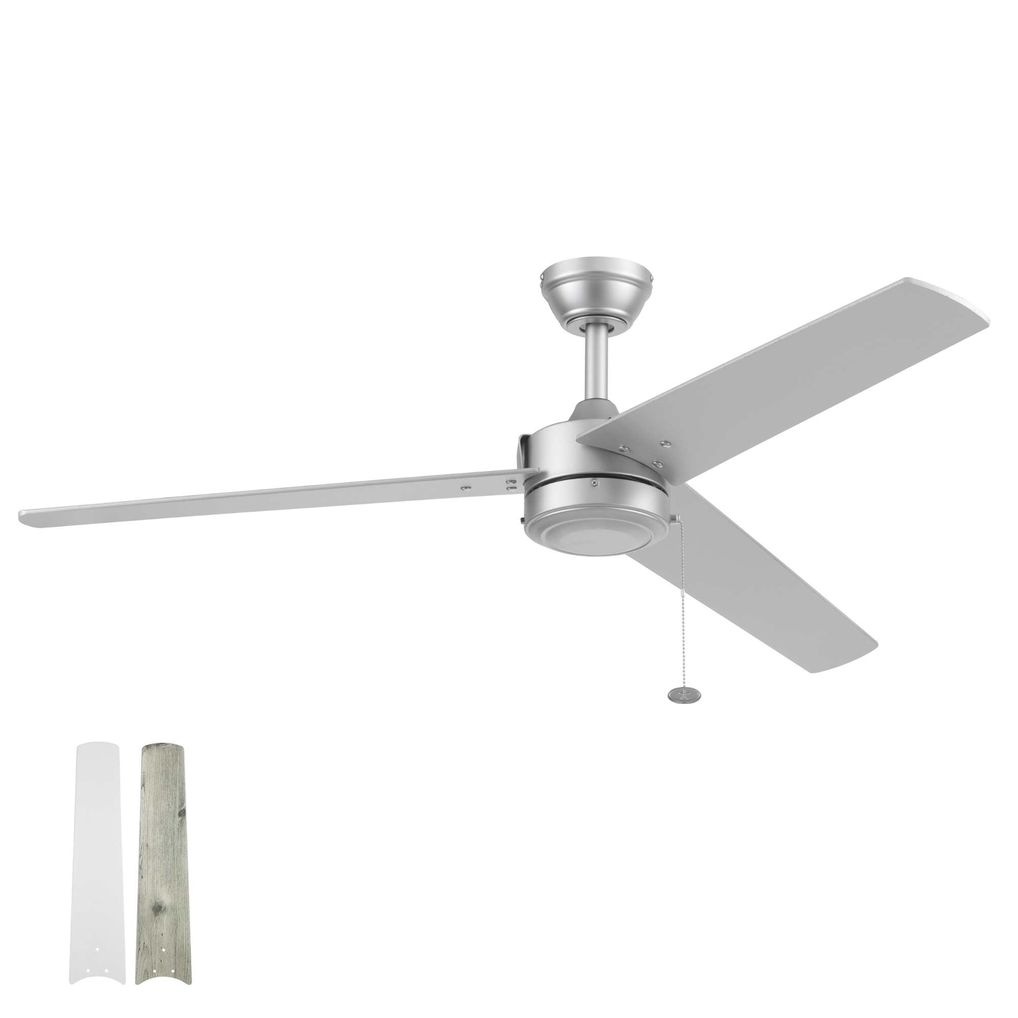 52 Inch Tenant, Matte Nickel, Pull Chain, Indoor/Outdoor Ceiling Fan