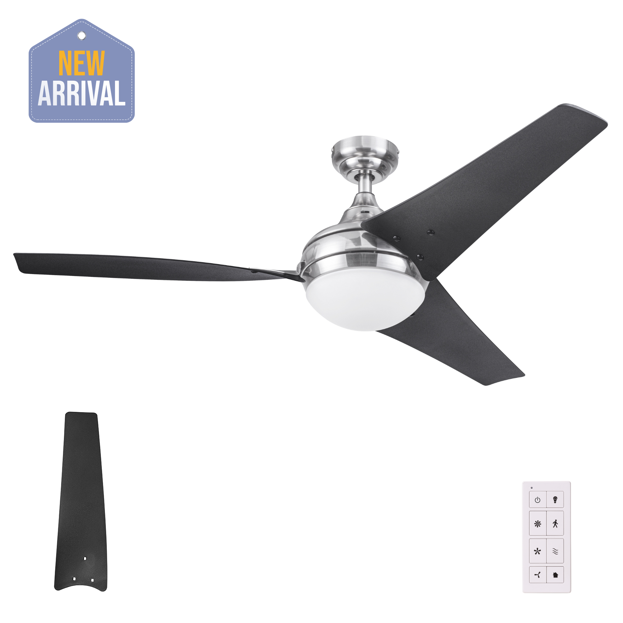 52 Inch Maxon, Satin Nickel, Remote Control, Ceiling Fan by Prominence Home