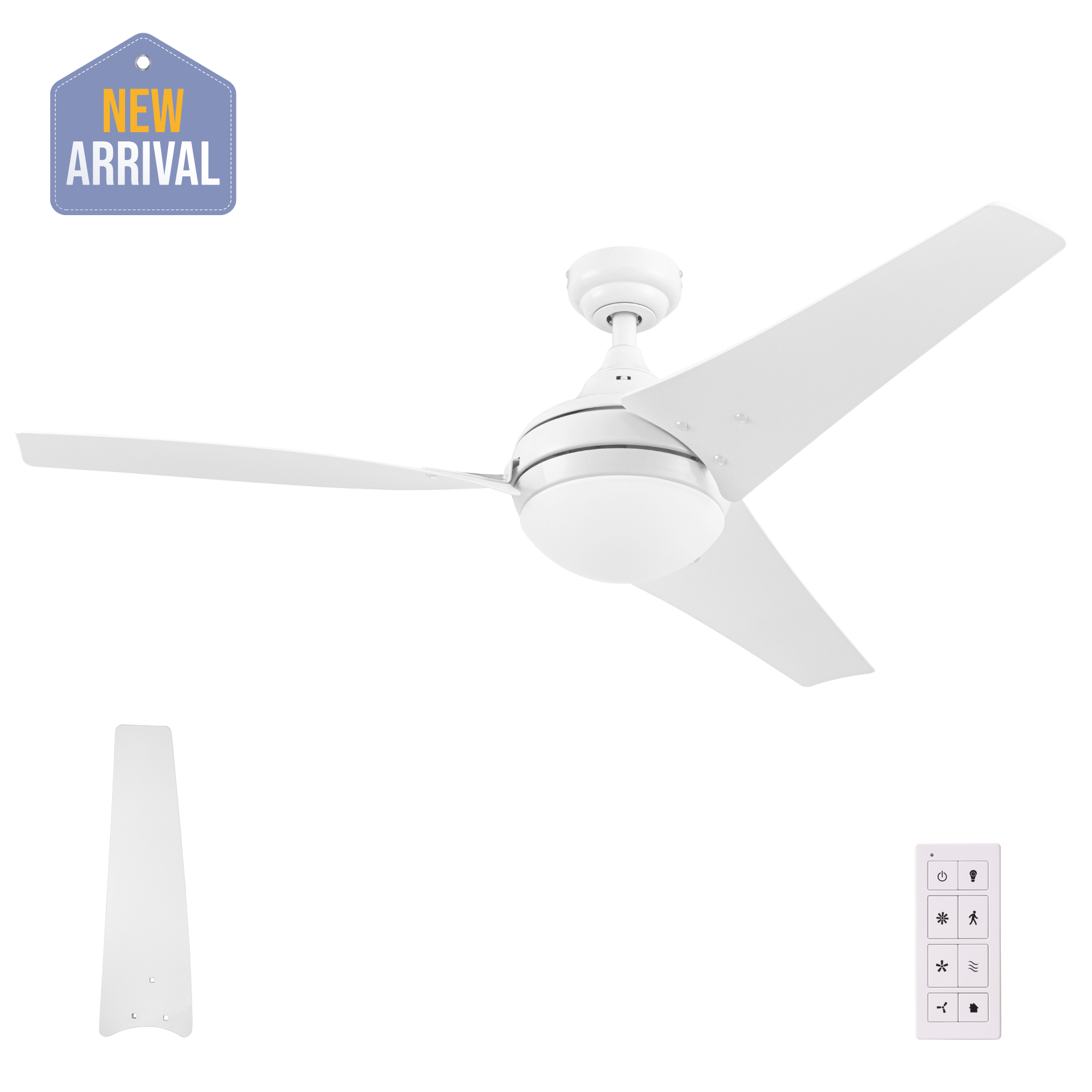 52 Inch Maxon, White, Remote Control, Ceiling Fan by Prominence Home