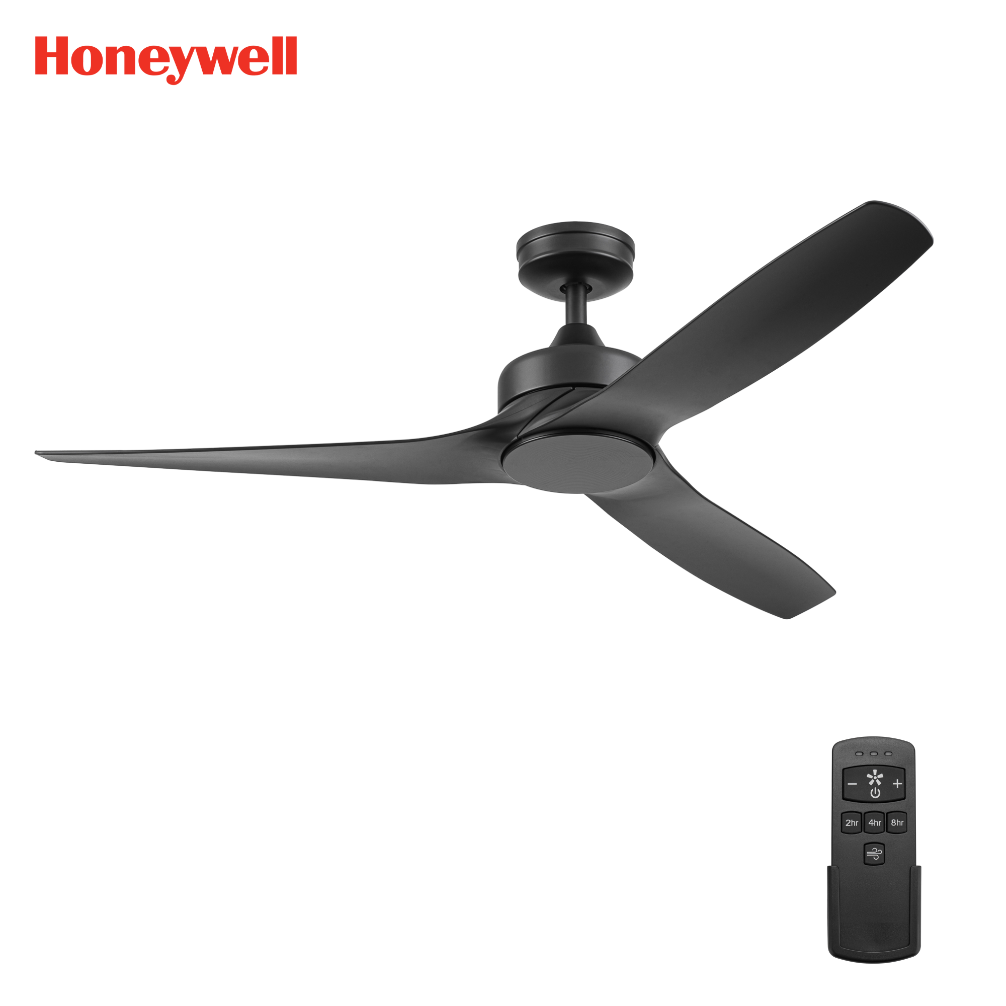 52 Inch Honeywell Lynton Matte Black Color Changing LED Ceiling Fan with No Light and Remote