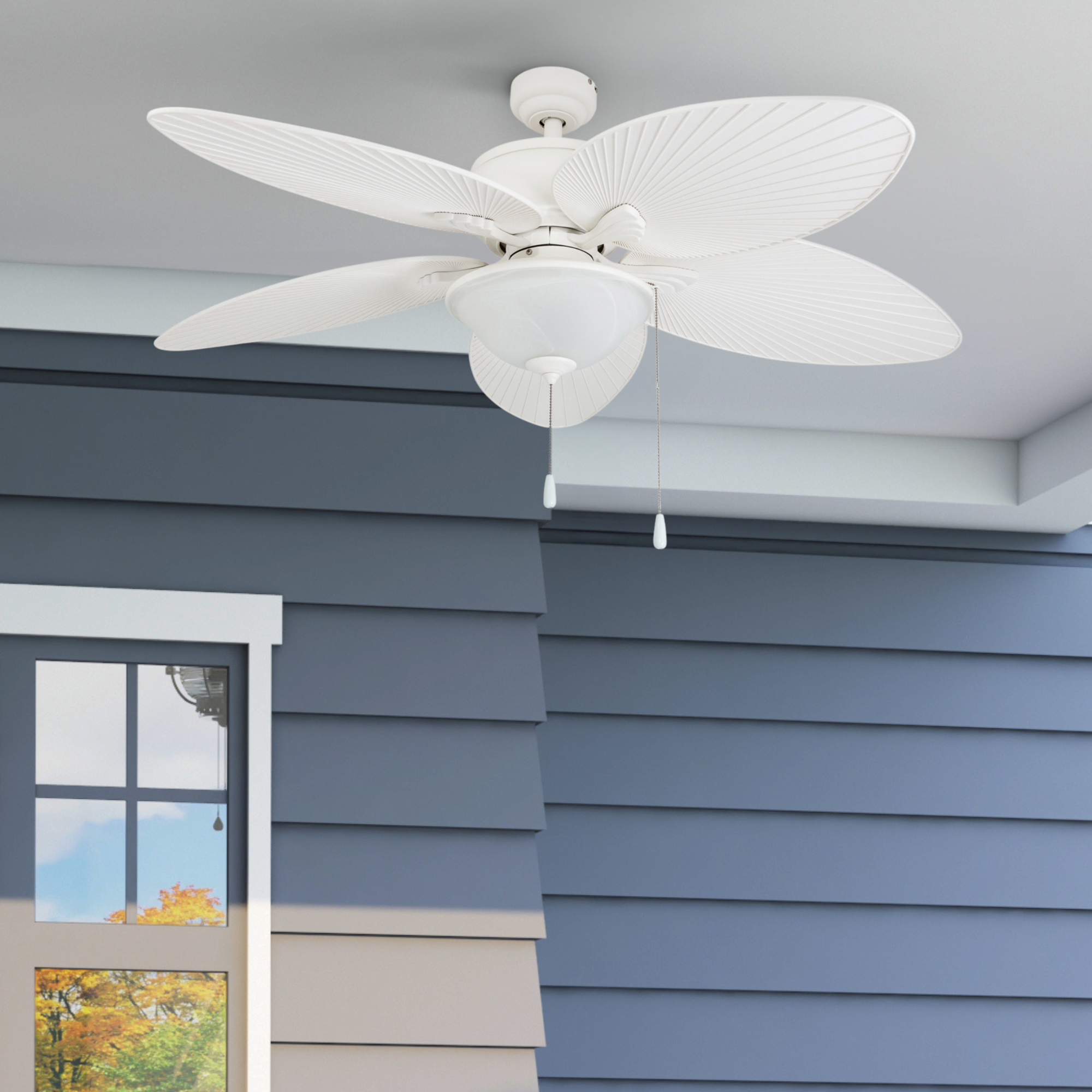 52 Inch Solana, White, Pull Chain, Indoor/Outdoor Ceiling Fan