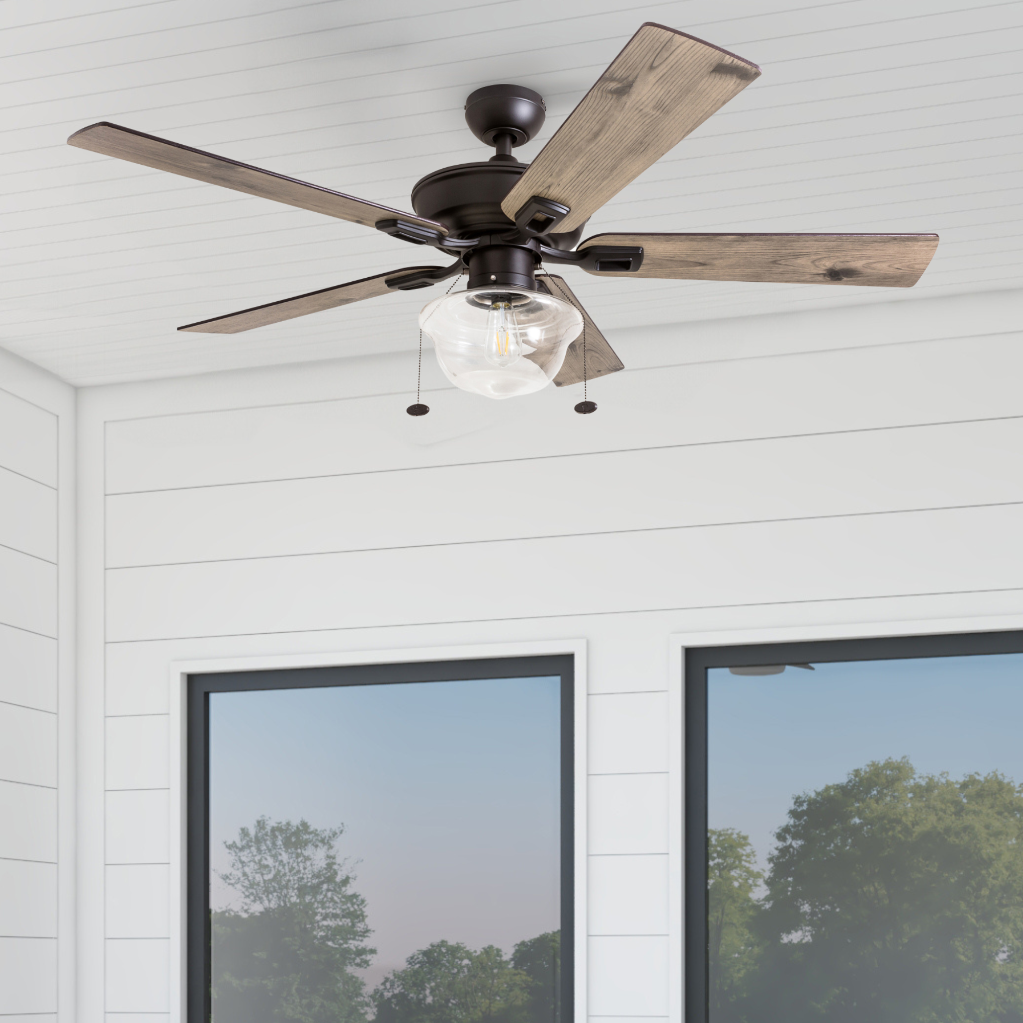 52 Inch Abner, Bronze, Pull Chain, Indoor/Outdoor Ceiling Fan