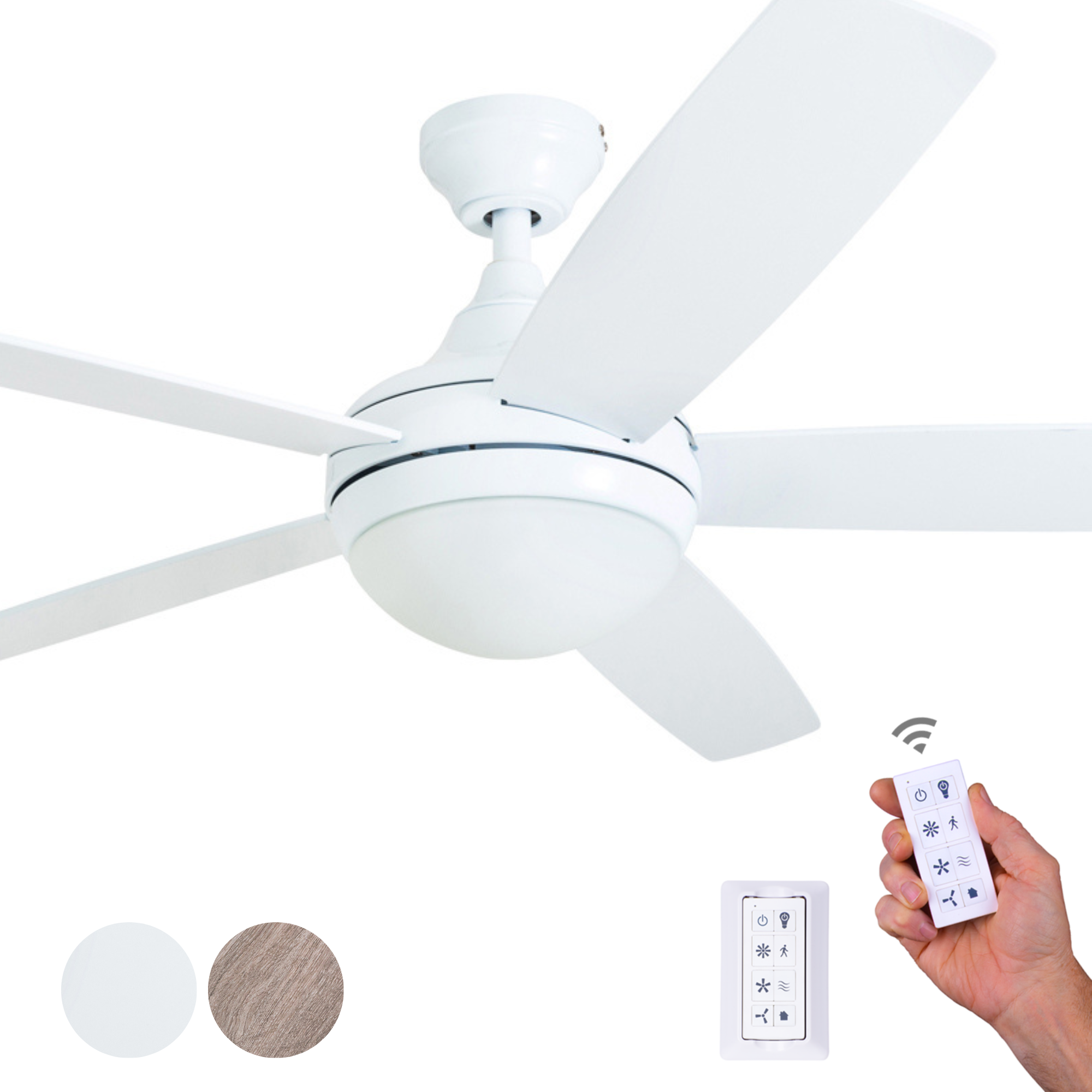 52 Inch Ashby, White, Remote Control, Ceiling Fan by Prominence Home