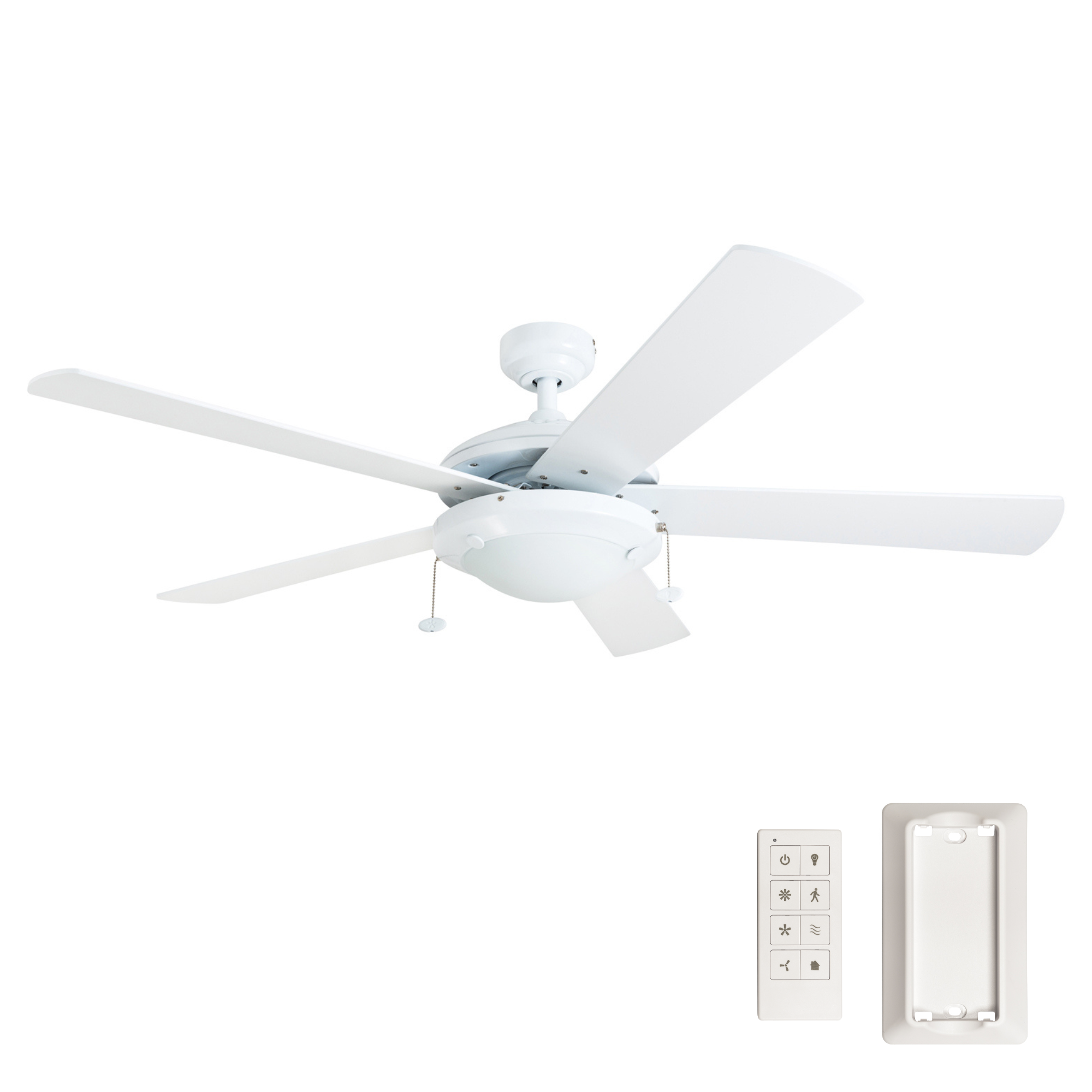 52 Inch Bolivar, White, Pull Chain, Ceiling Fan