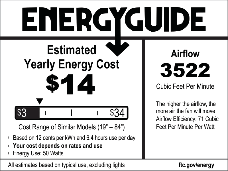 52 Inch Honeywell Carnegie Matte Black/Gray Ceiling Fan with Light and Remote