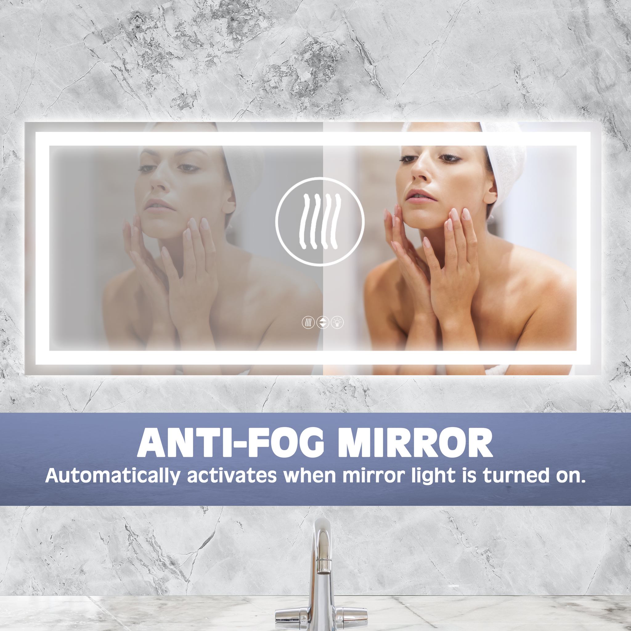 Luxury LED Bathroom/Wall Mirror with Front and Back Light, Anti Fog, Shatter Resistant and Adjustable Light Settings, 72 in x 32 in by Prominence Home