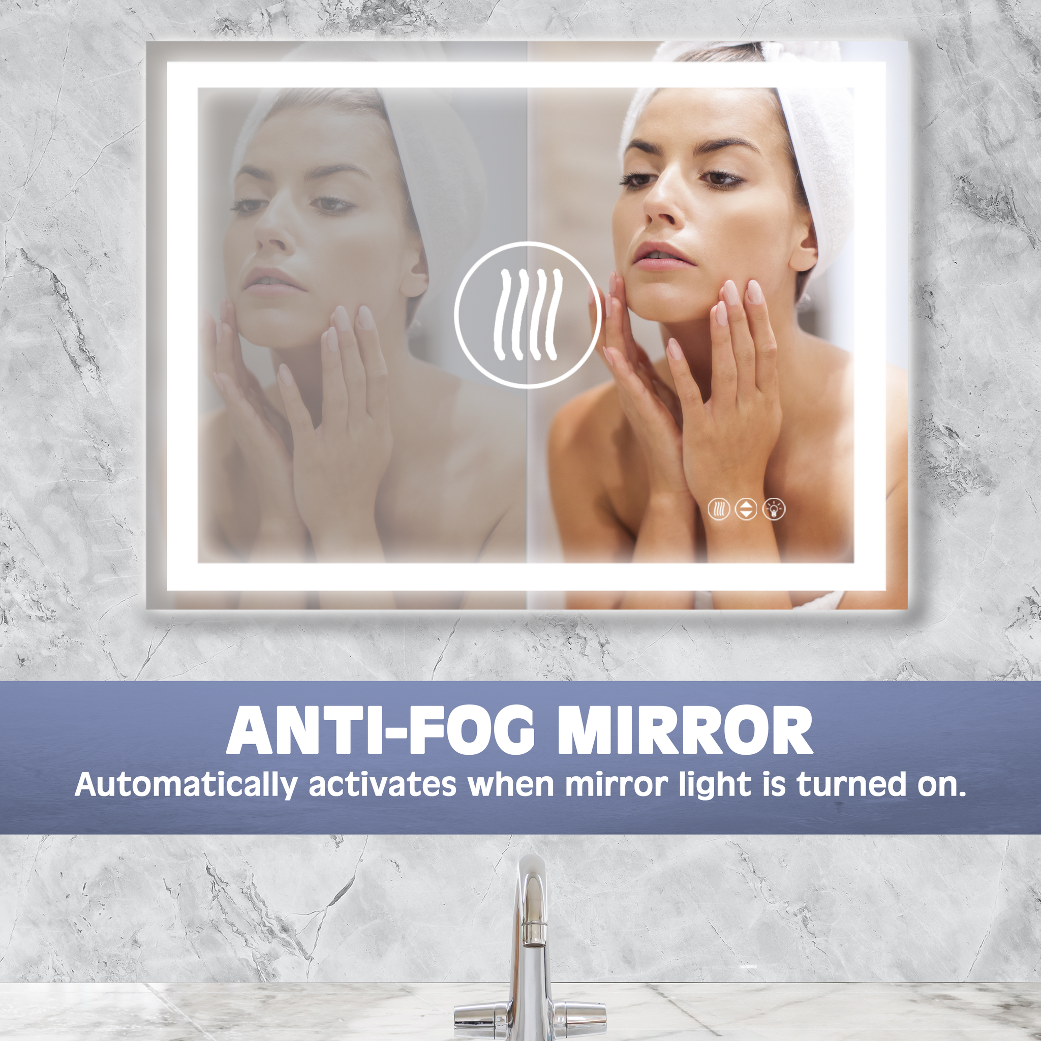Luxury LED Bathroom/Wall Mirror with Front and Back Light, Anti Fog, Shatter Resistant and Adjustable Light Settings, 48 in x 36 in by Prominence Home