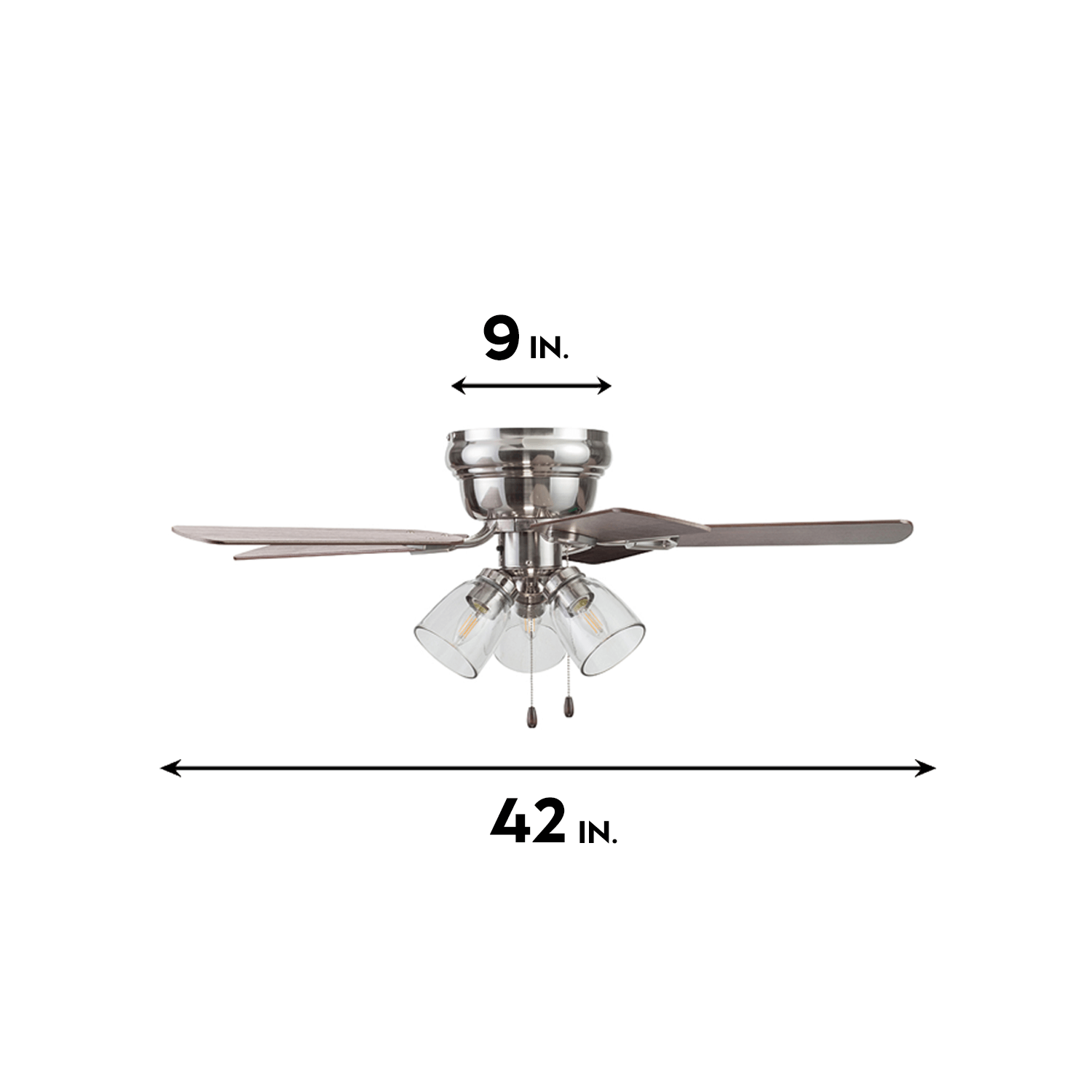 42 Inch Renton, Brushed Nickel, Pull Chain, Ceiling Fan by Prominence Home