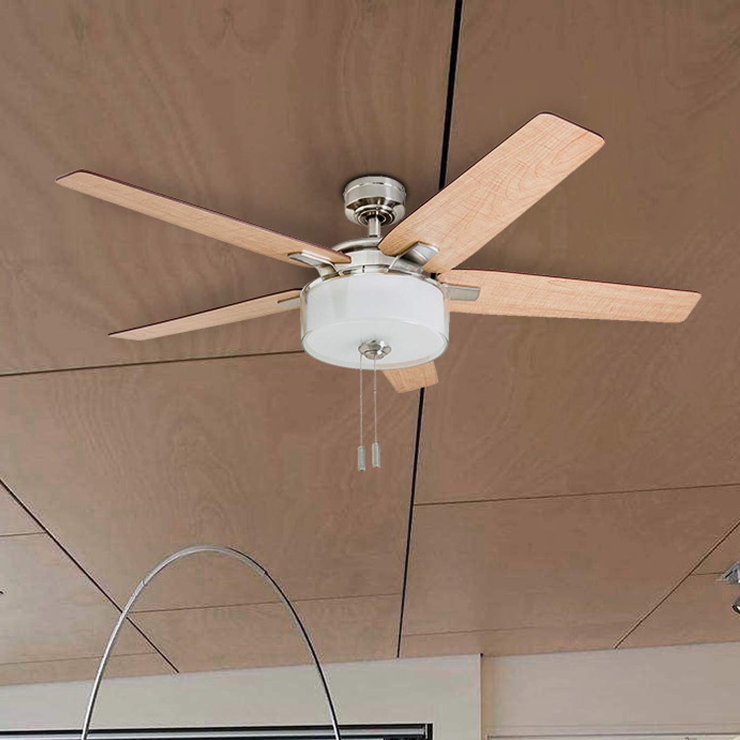52 Inch Cicero, Brushed Nickel, Pull Chain, Ceiling Fan by Prominence Home