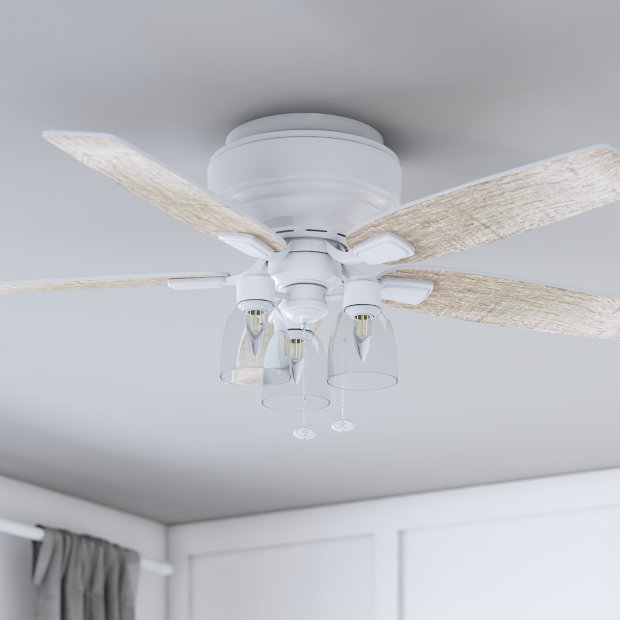 52 Inch Magonia, White, Pull Chain, Ceiling Fan by Prominence Home