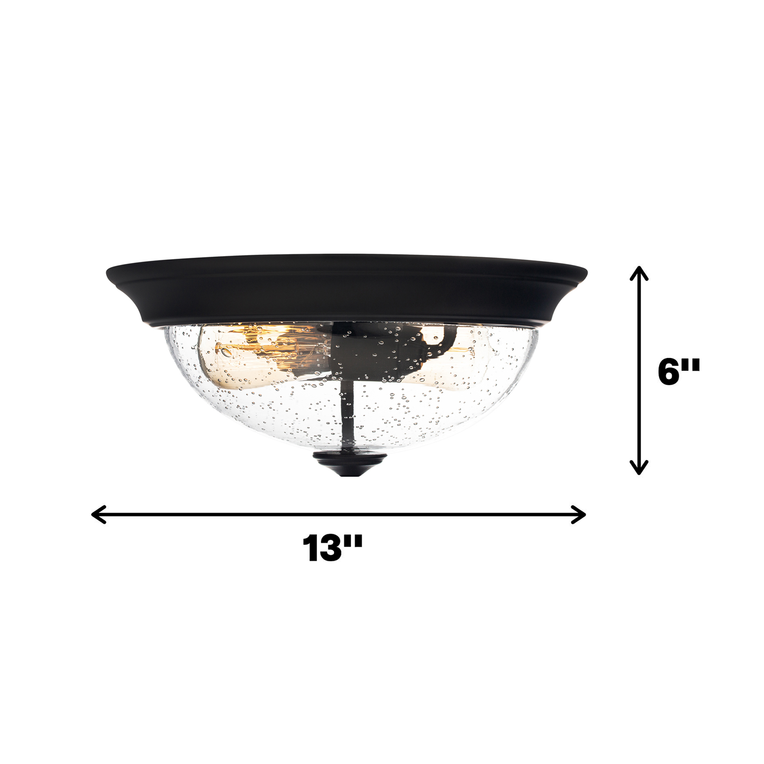 13 Inch Designer Series Flush Mount, Bowl Light, Clear Seeded Glass, Bronze by Prominence Home