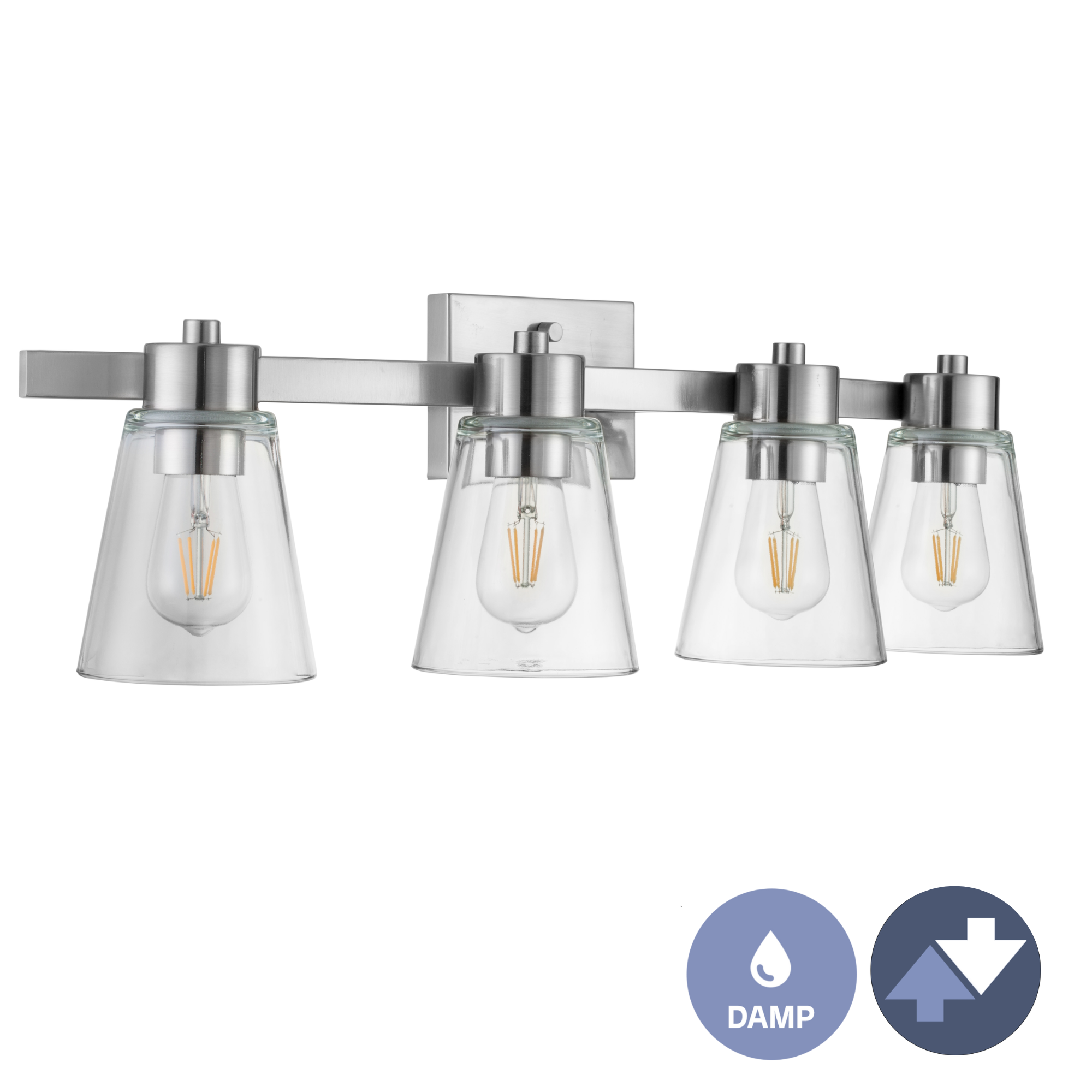 Fairendale, Vanity Light, Four Light, Clear Glass, Brushed Nickel by Prominence Home
