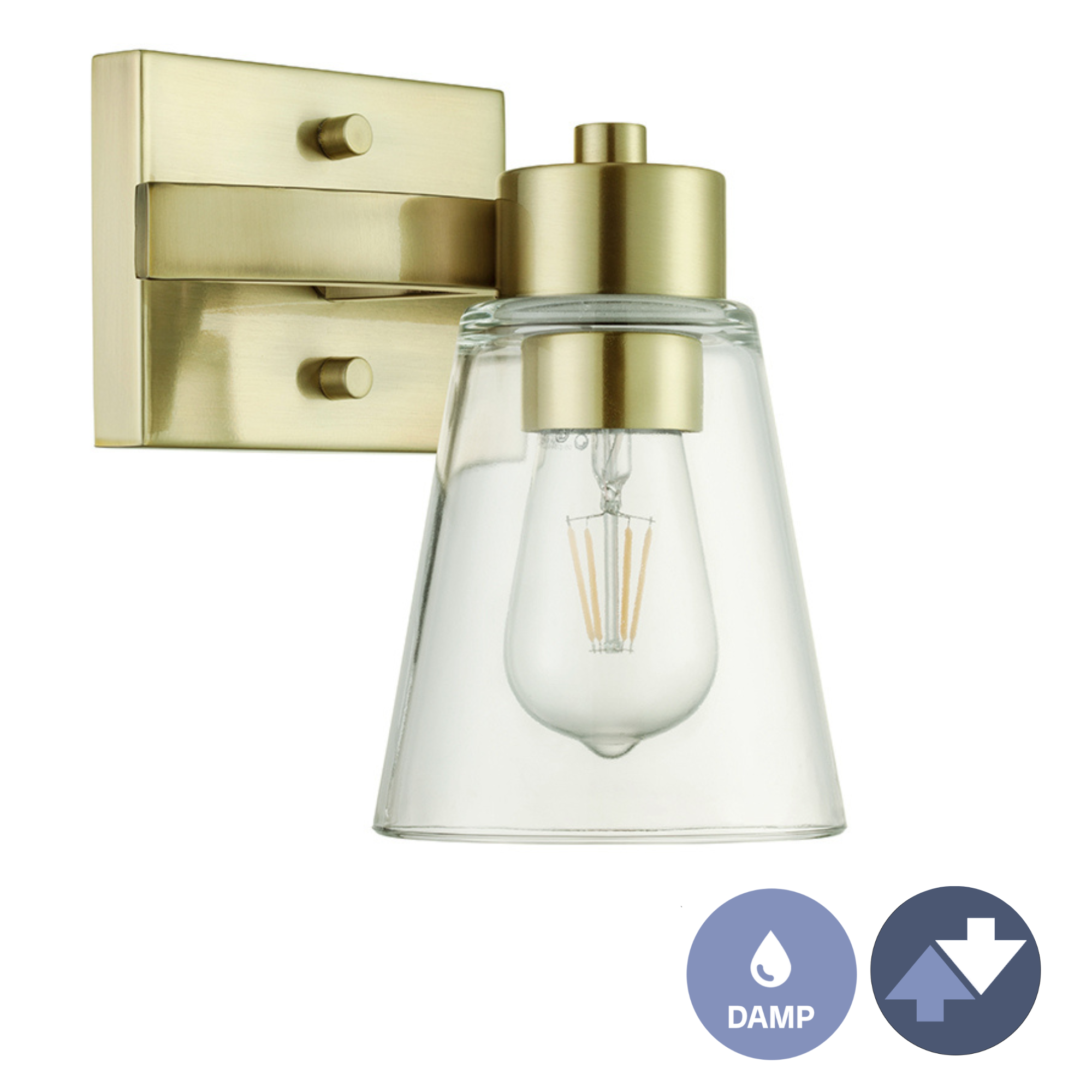 Fairendale, Vanity Light, One Light, Clear Glass, Soft Gold by Prominence Home