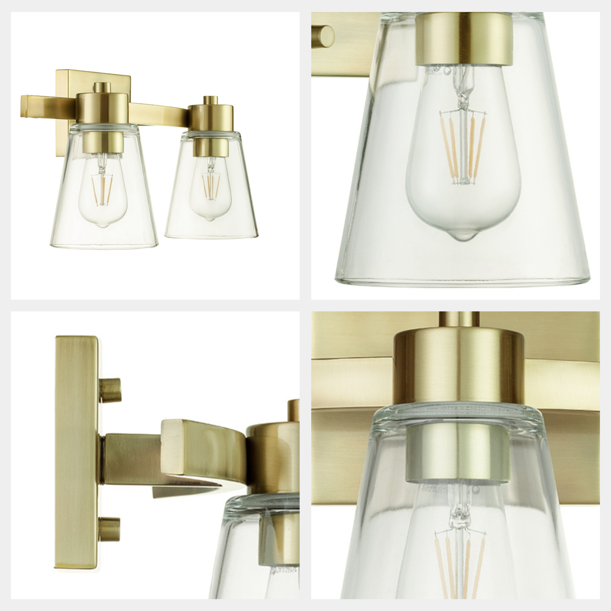 Fairendale, Vanity Light, Two Light, Clear Glass, Soft Gold by Prominence Home