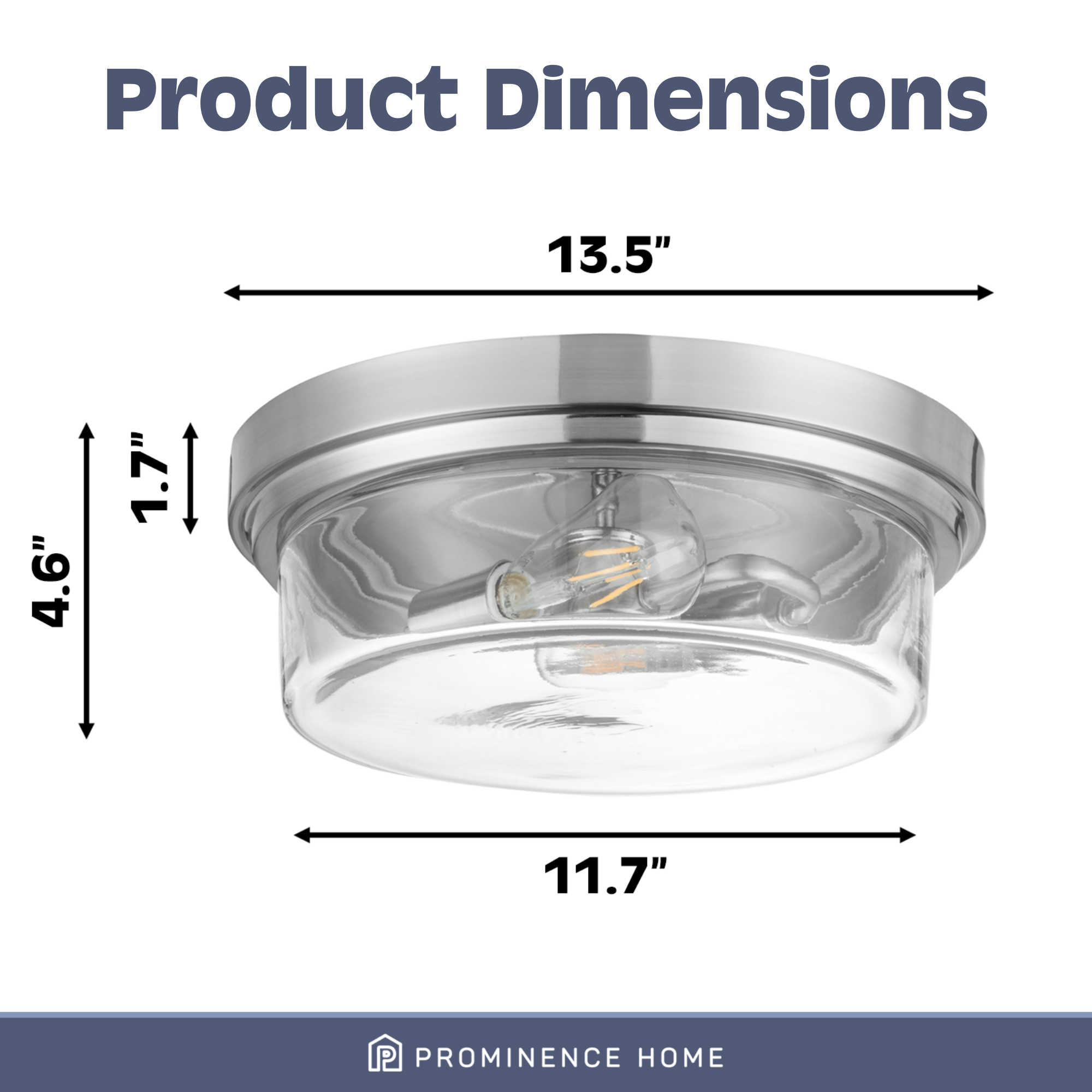 Madalyn, Drum Flushmount Light Fixture, Clear Glass, Brushed Nickel by Prominence Home