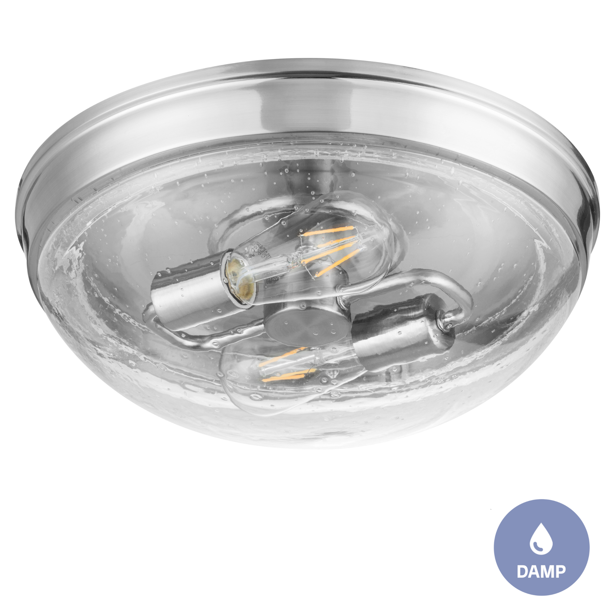 Madalyn, Dome Flushmount Light Fixture, Clear Seeded Glass, Brushed Nickel by Prominence Home