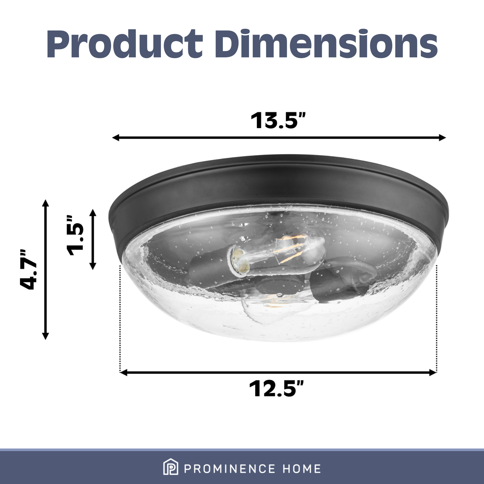 Madalyn, Dome Flushmount Light Fixture, Clear Seeded Glass, Espresso by Prominence Home