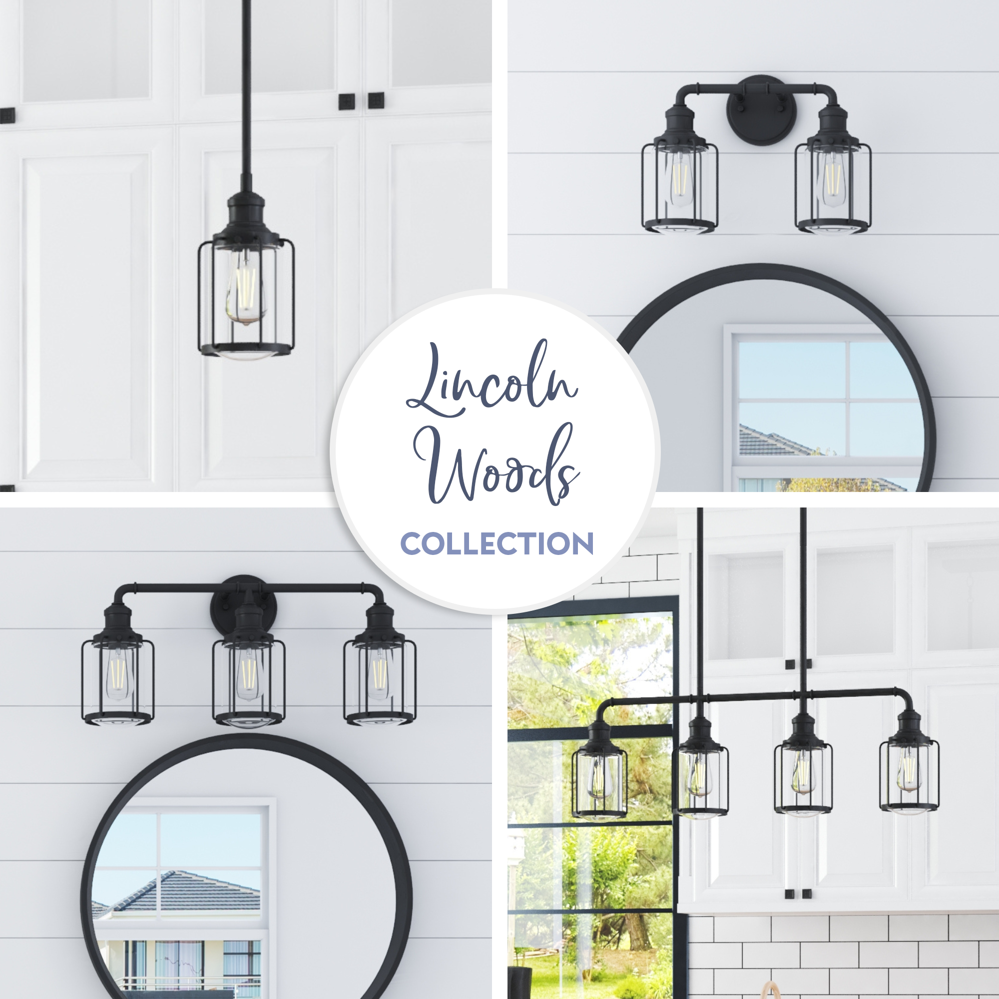 Lincoln Woods, Vanity Light, Two Light, Matte Black by Prominence Home