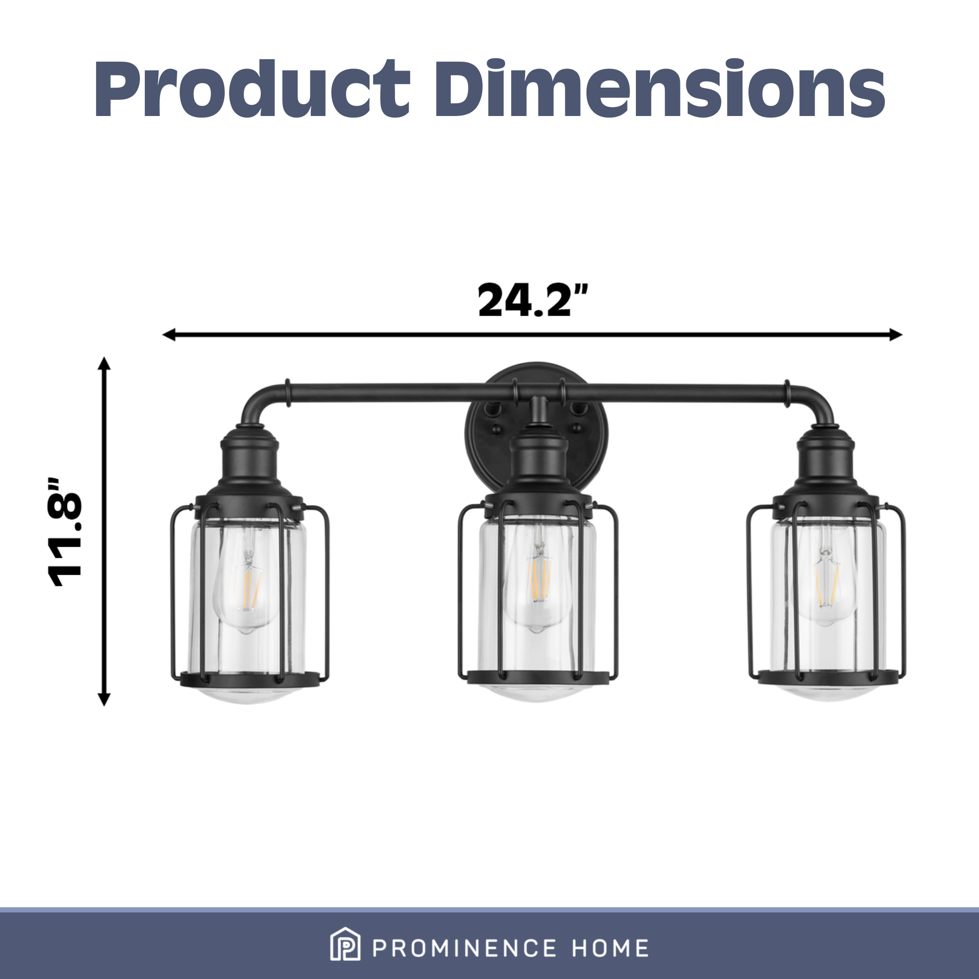 Lincoln Woods, Vanity Light, Three Light, Matte Black by Prominence Home