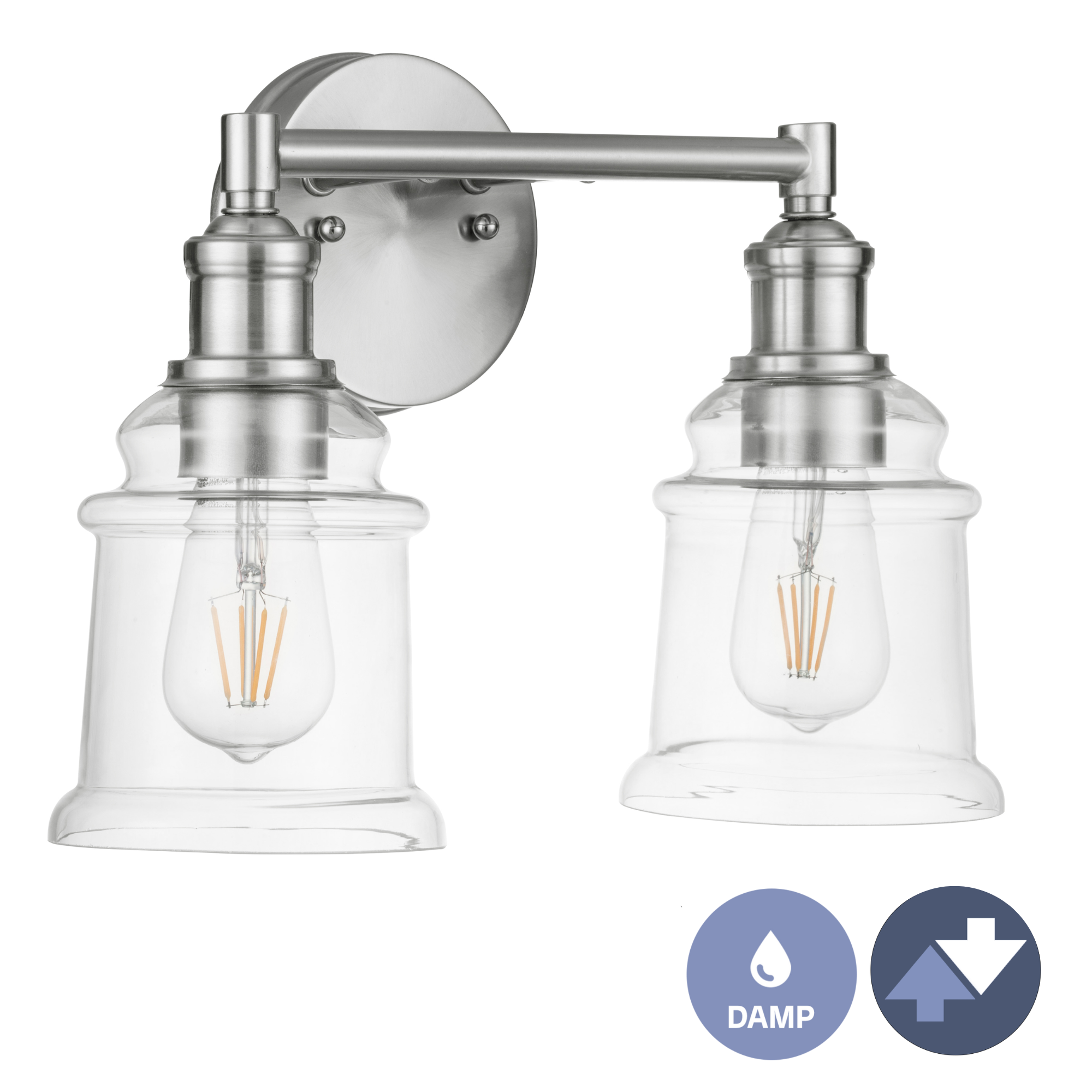 Eaton Ridge, Vanity Light, Two Light, Brushed Nickel by Prominence Home