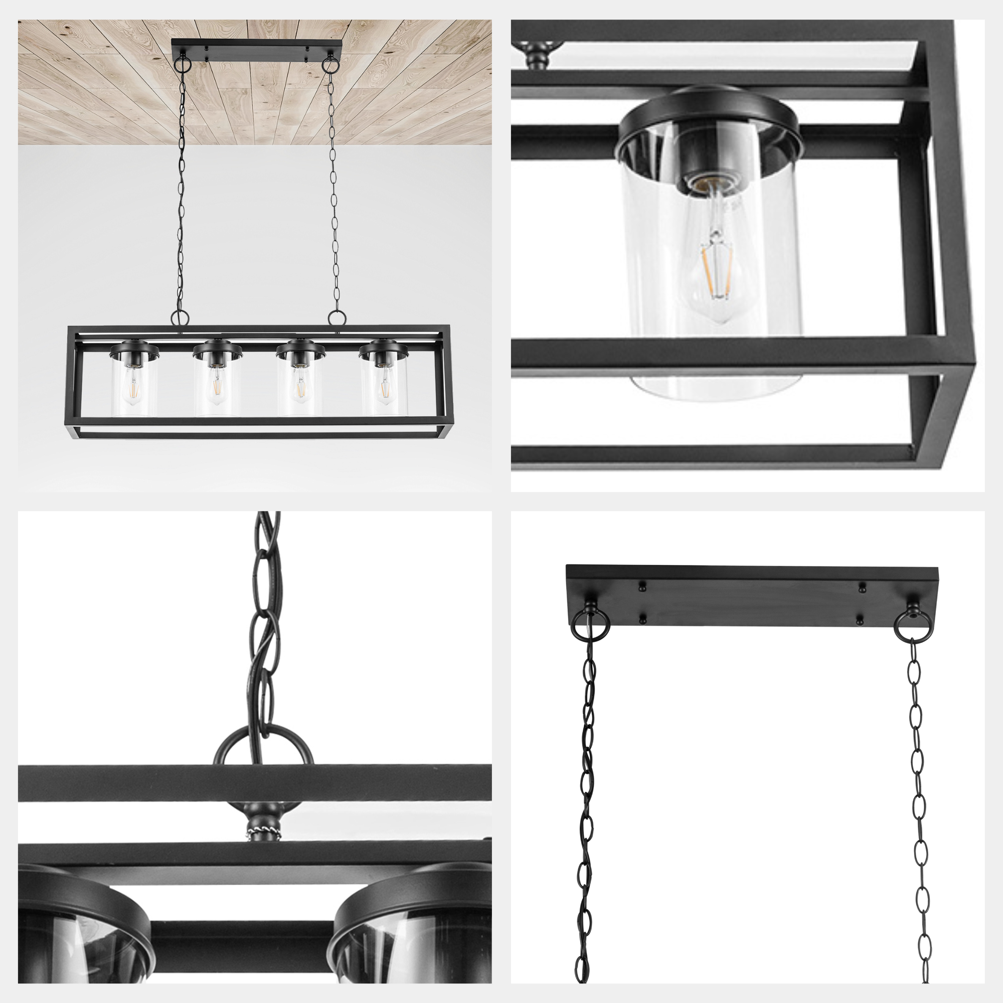 Sitka, Linear Chandelier, Four Light, Matte Black by Prominence Home