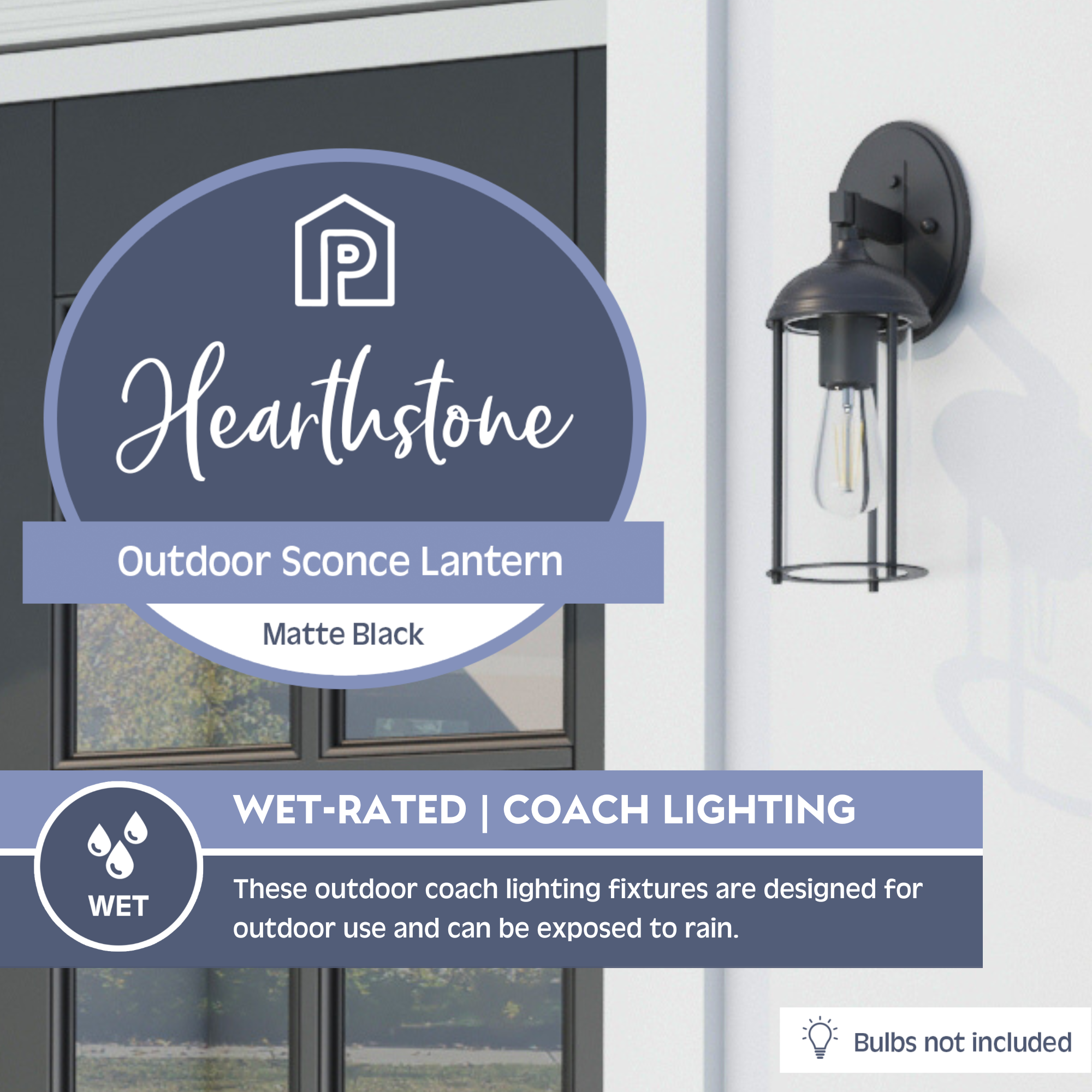 Hearthstone, Wet-Rated Coach Light, Matte Black by Prominence Home