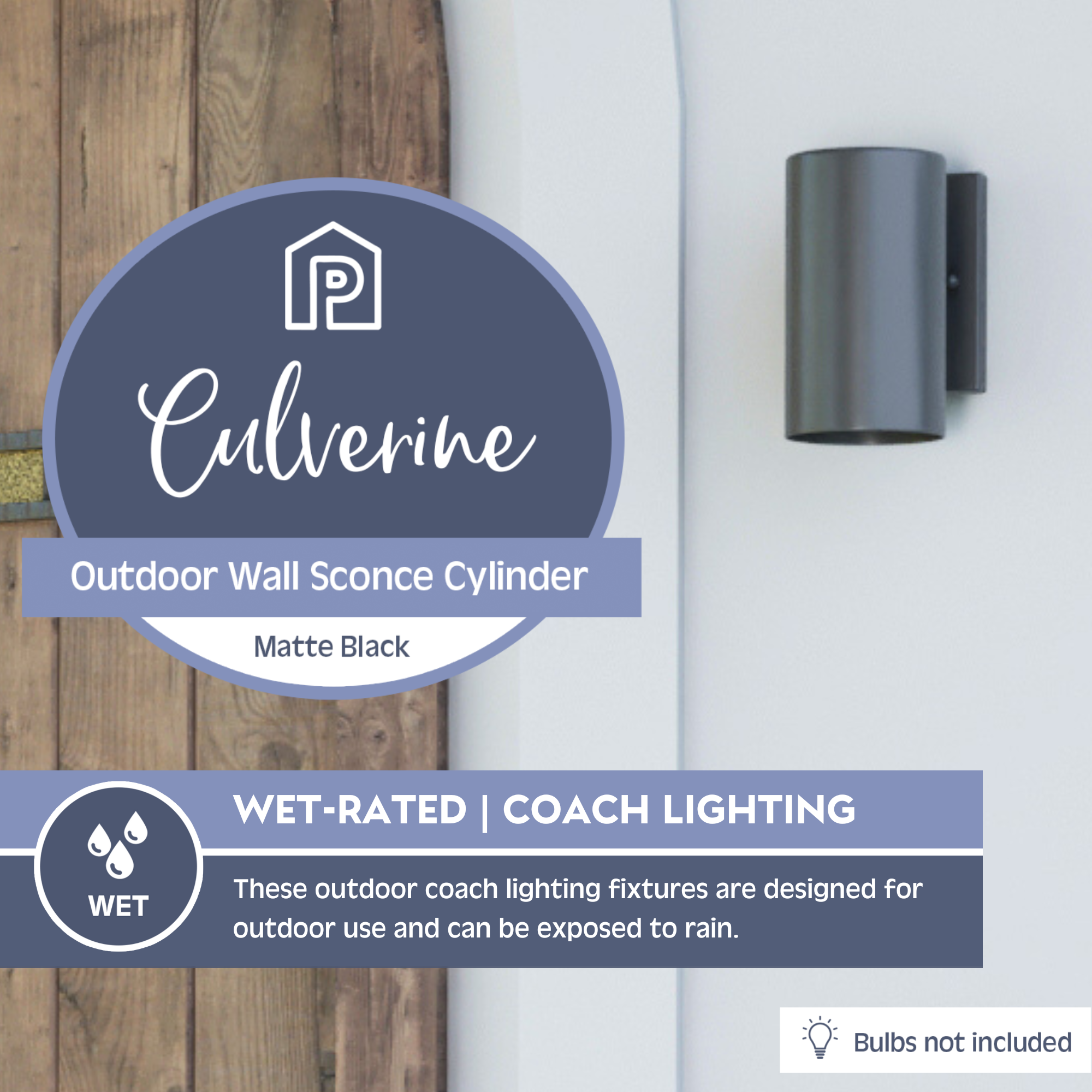 Culverine, Wet-Rated Coach Light, Matte Black by Prominence Home