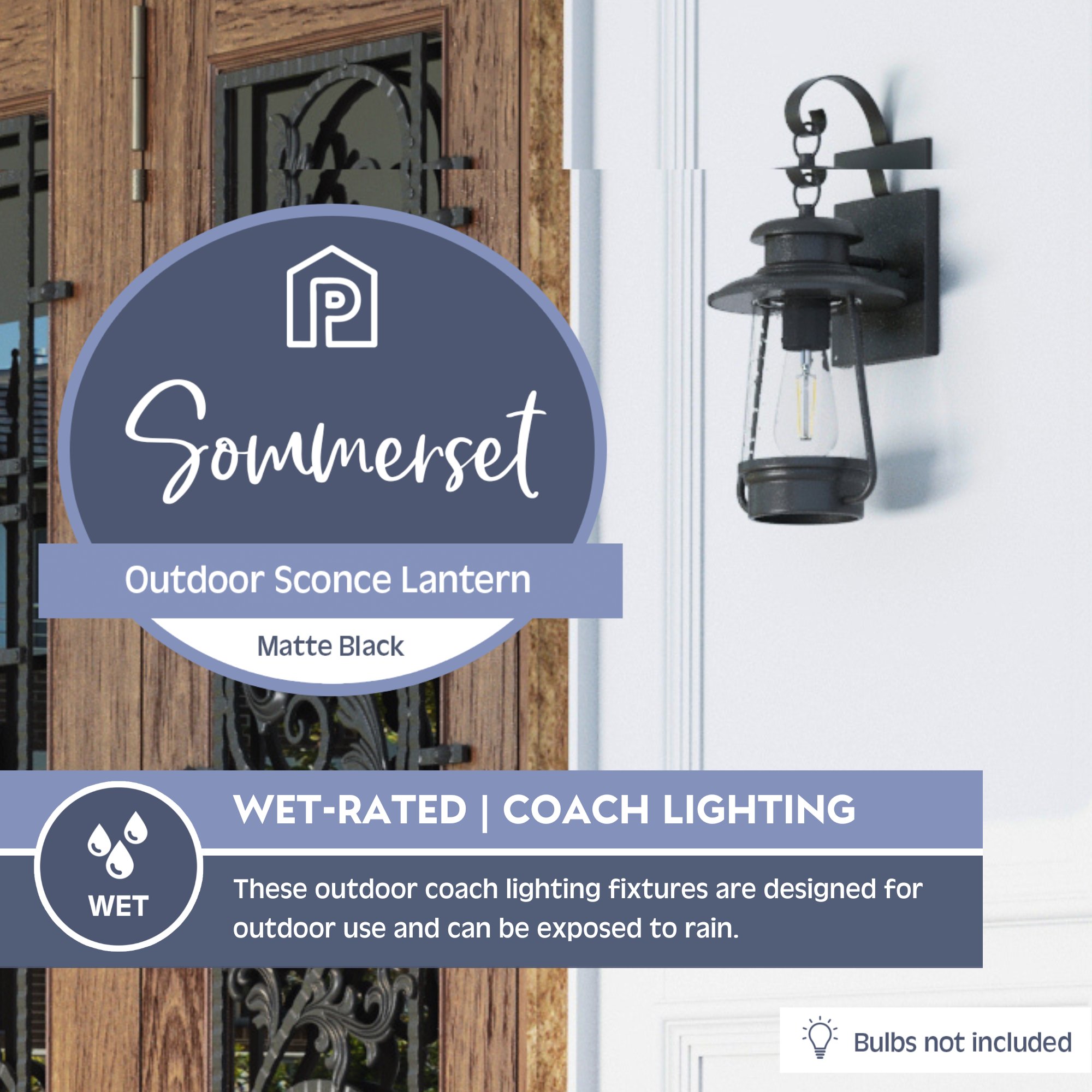 Sommerset, Wet-Rated Coach Light, Matte Black by Prominence Home