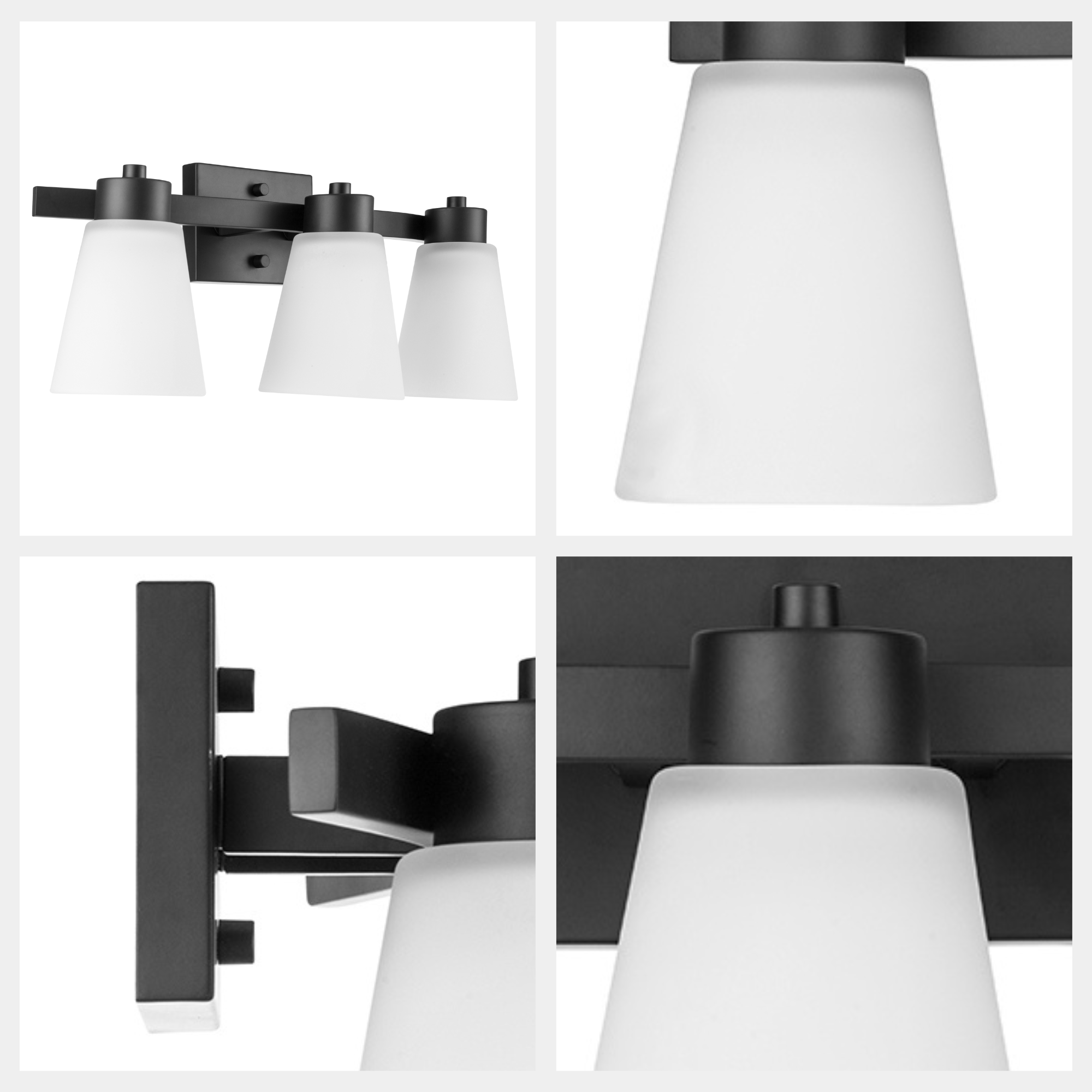 Fairendale, Vanity Light, Three Light, Frosted Glass, Matte Black by Prominence Home