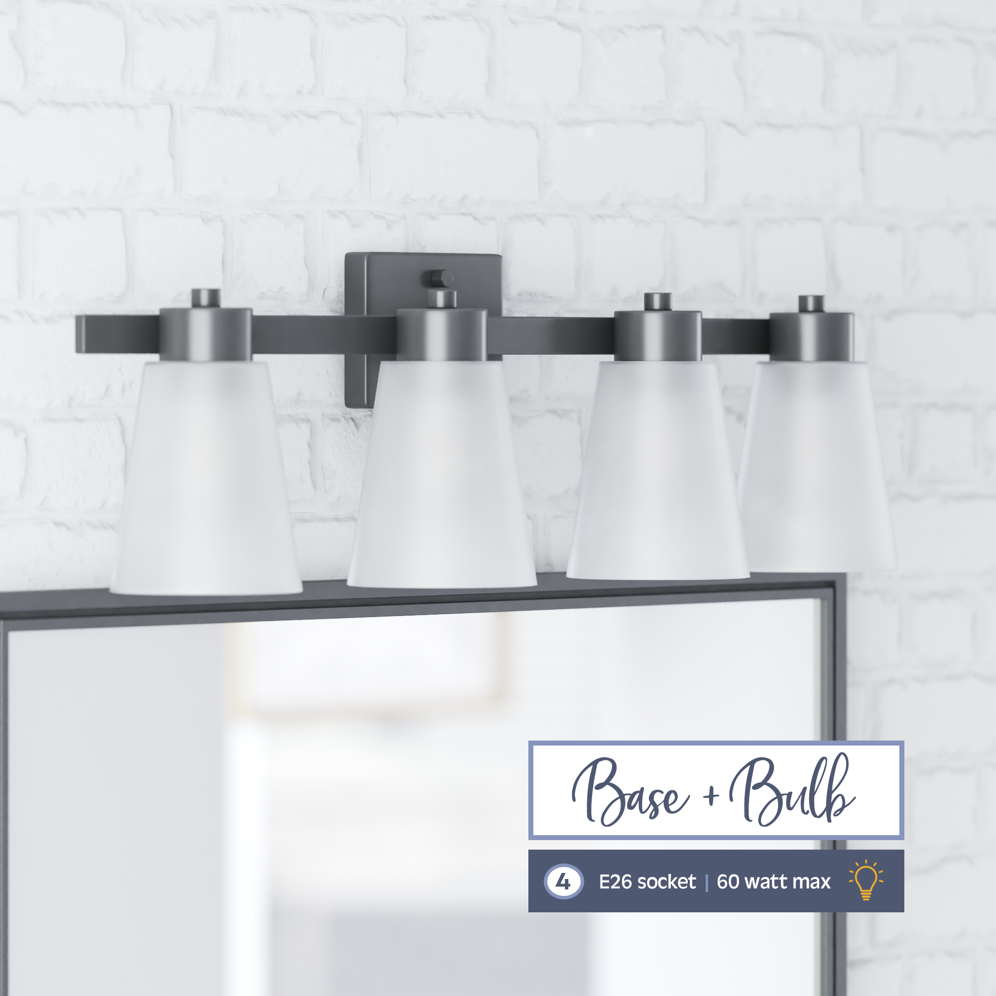 Fairendale, Vanity Light, Four Light, Frosted Glass, Matte Black by Prominence Home