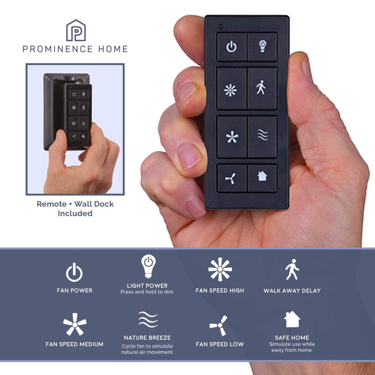 Universal Ceiling Fan Remote Control Kit with Wall Mount, Matte Black ...