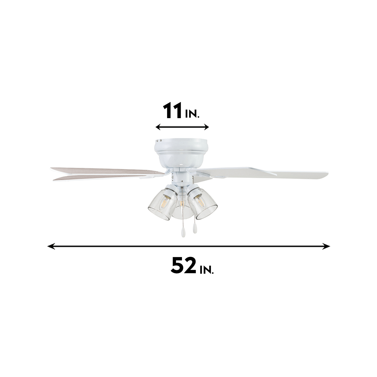 52 Inch Renton, White, Pull Chain, Ceiling Fan by Prominence Home