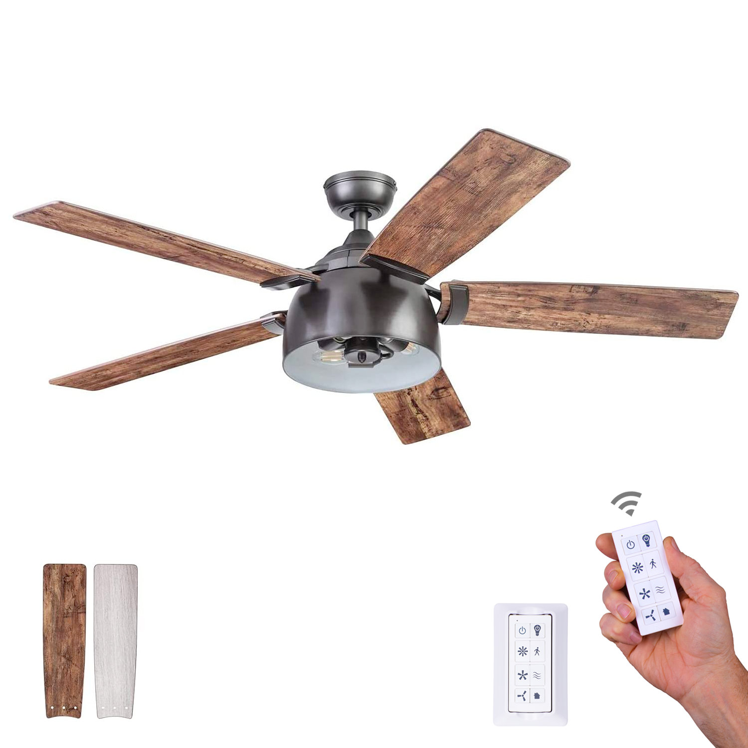 52 Inch Octavia, Iron, Remote Control, Ceiling Fan by Prominence Home