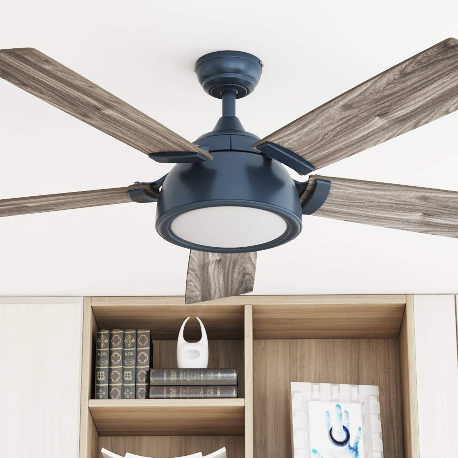 52 Inch Potomac, Sapphire Blue, Remote Control, Smart Ceiling Fan by Prominence Home