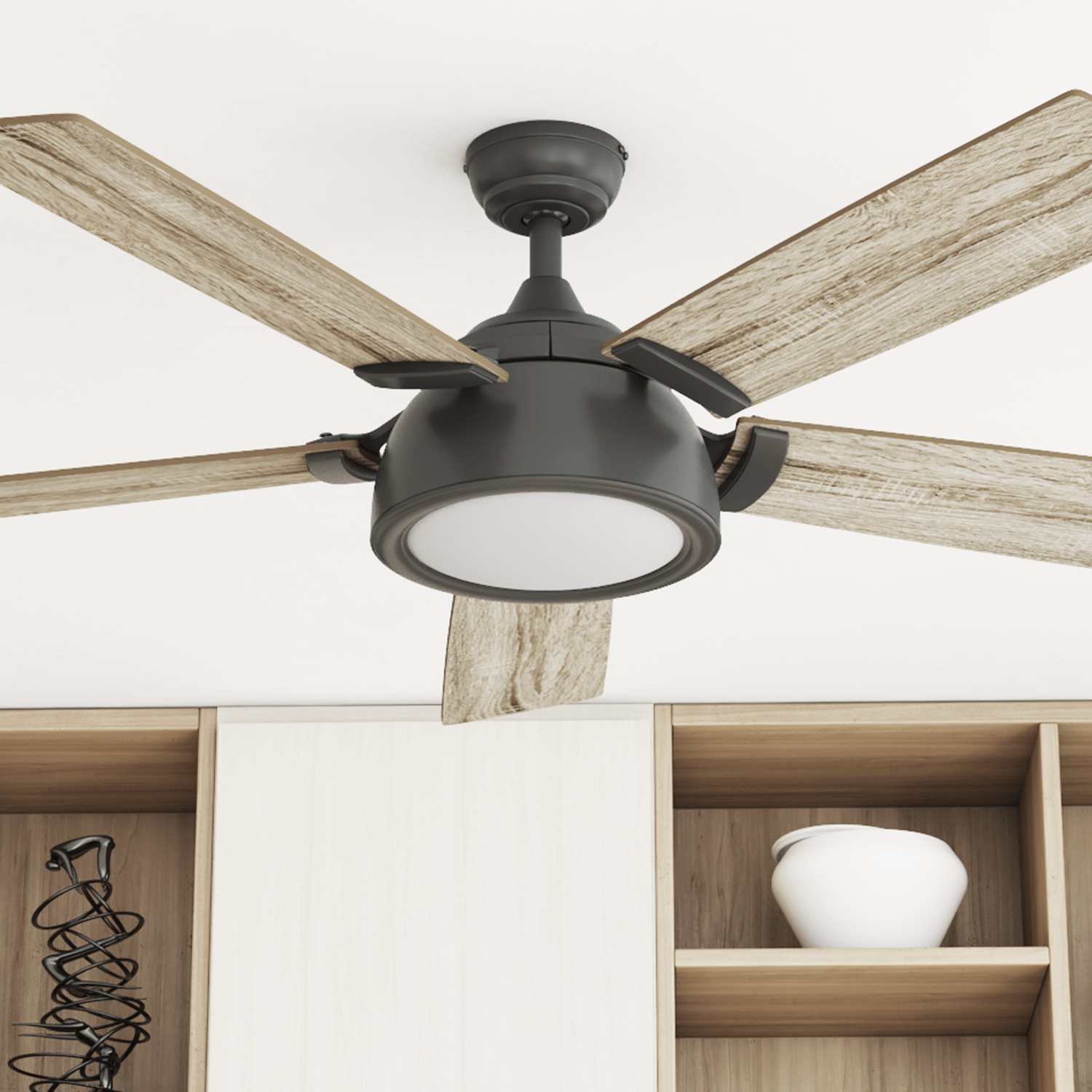 52 Inch Potomac, Matte Black, Remote Control, Smart Ceiling Fan by Prominence Home