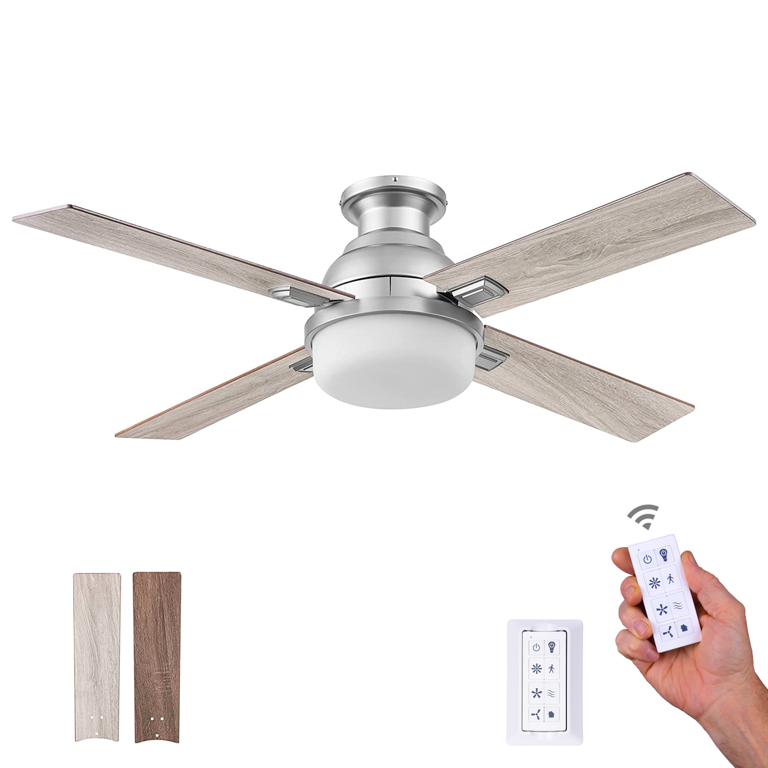 52 Inch Kyrra, Pewter, Remote Control, Ceiling Fan by Prominence Home
