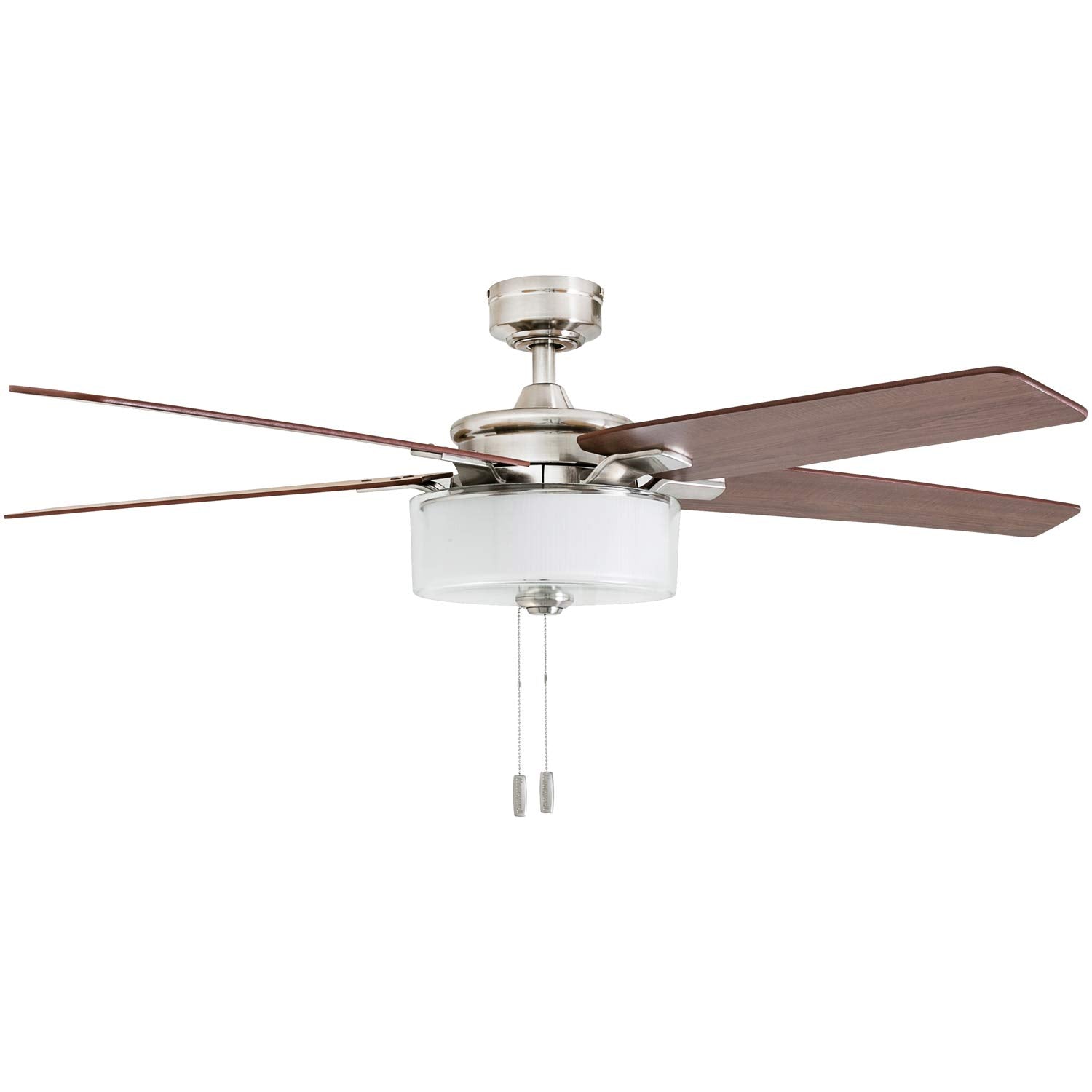 52 Inch Cicero, Brushed Nickel, Pull Chain, Ceiling Fan by Prominence Home