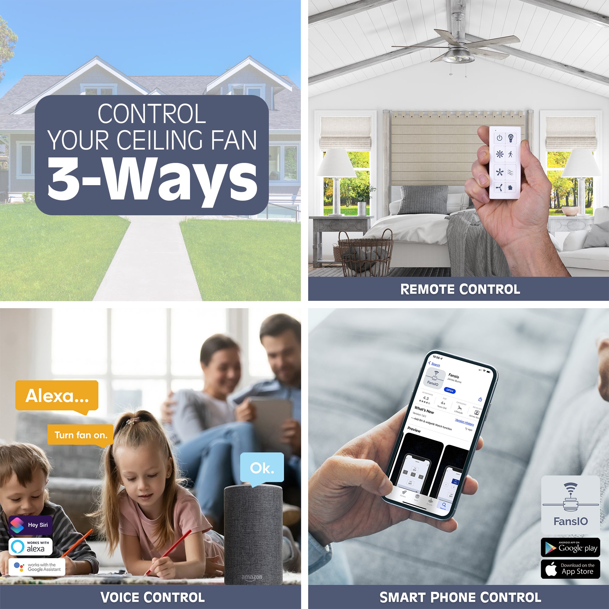 Smart WiFi Ceiling Fan and Light Remote Control Kit, Universal Fan  Controller Works with Alexa Google, Fan Speed Timing & Light Remote Switch