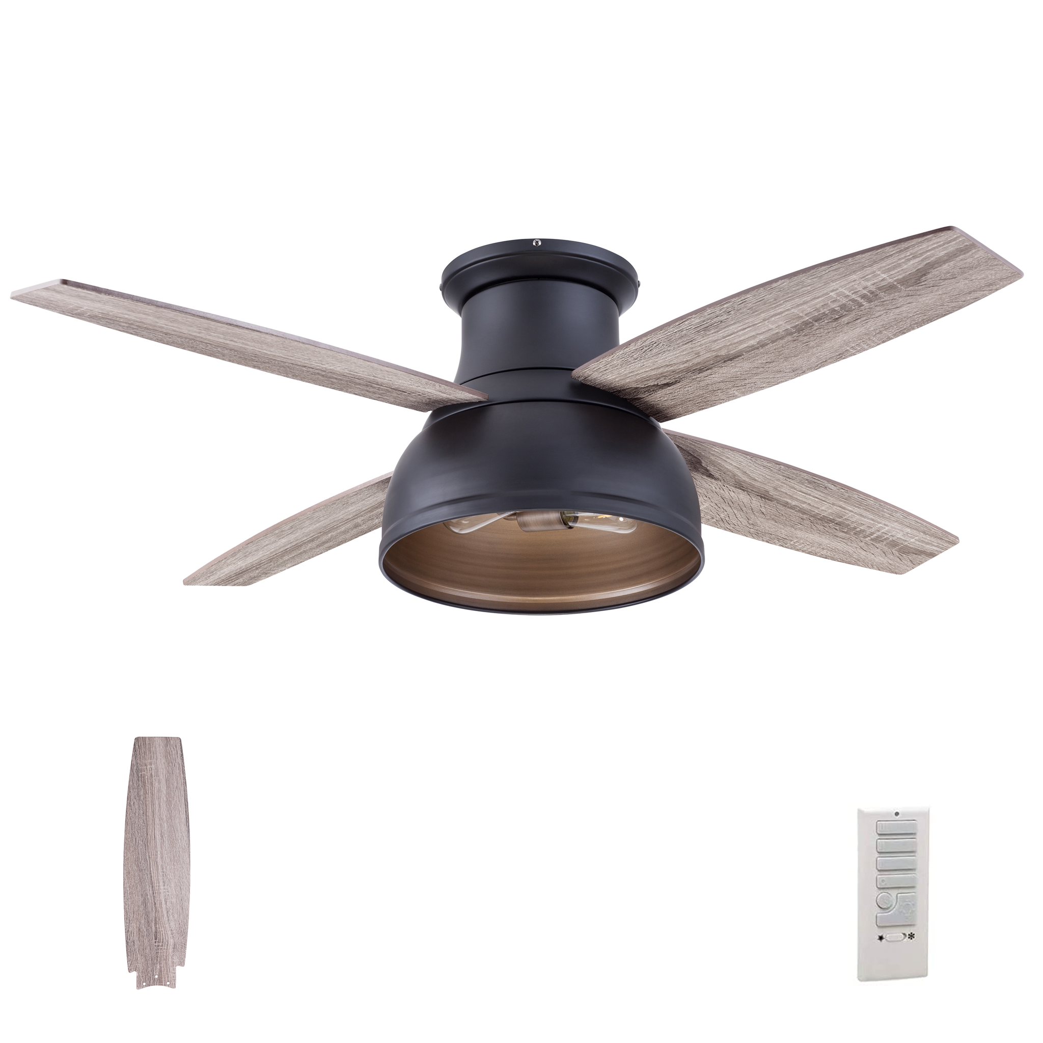 52 Inch Edora, Matte Black, Remote Control, Ceiling Fan by Prominence Home