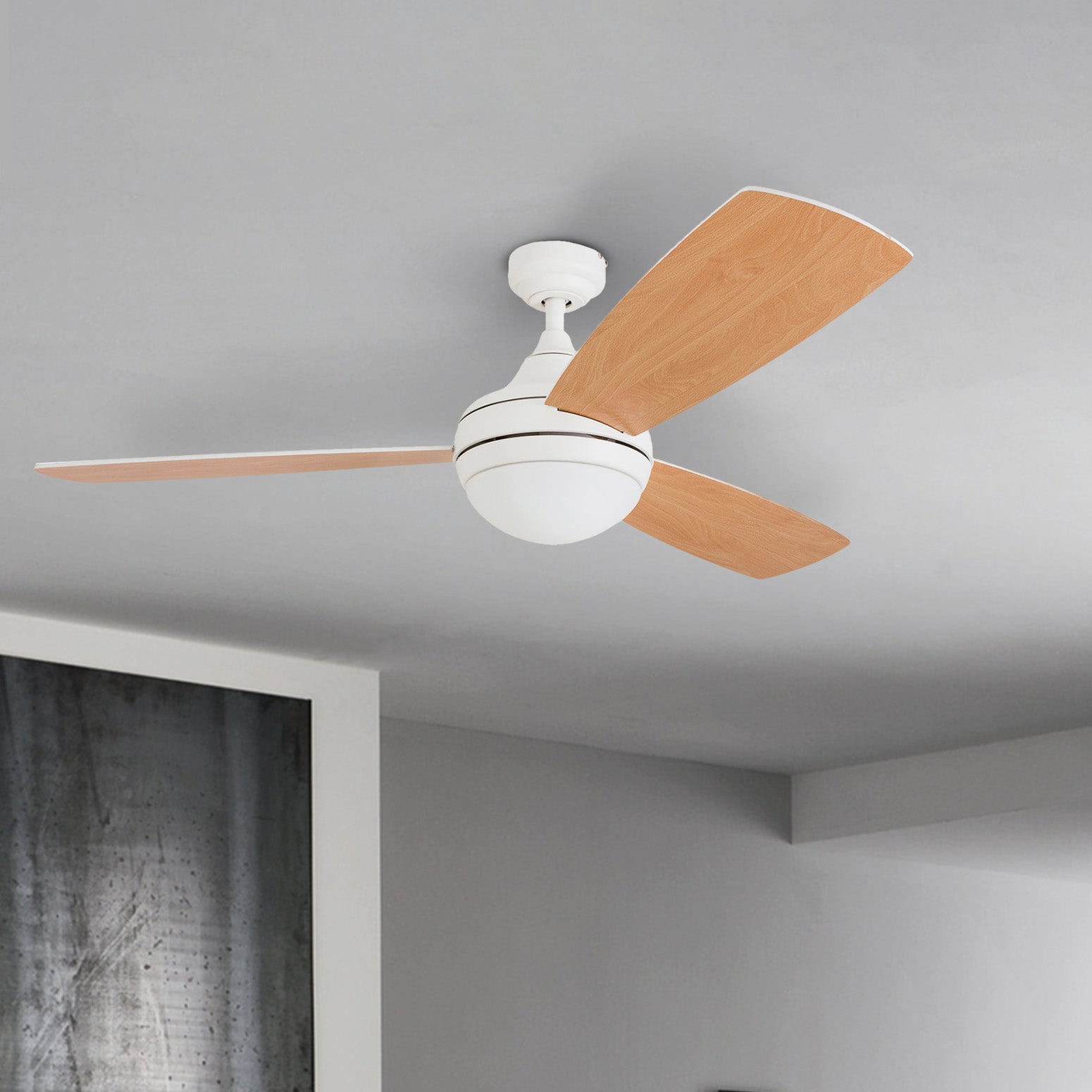 52 Inch Calico, White, Remote Control, Ceiling Fan by Prominence Home