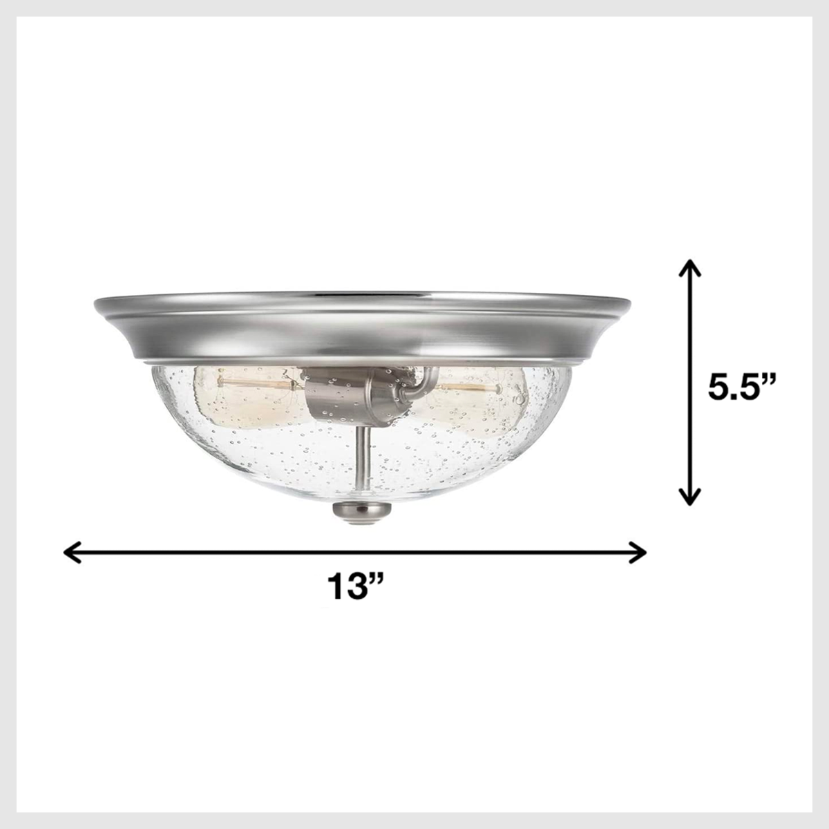 13 Inch Designer Series Flush Mount, Bowl Light, Clear Seeded Glass, Brushed Nickel by Prominence Home