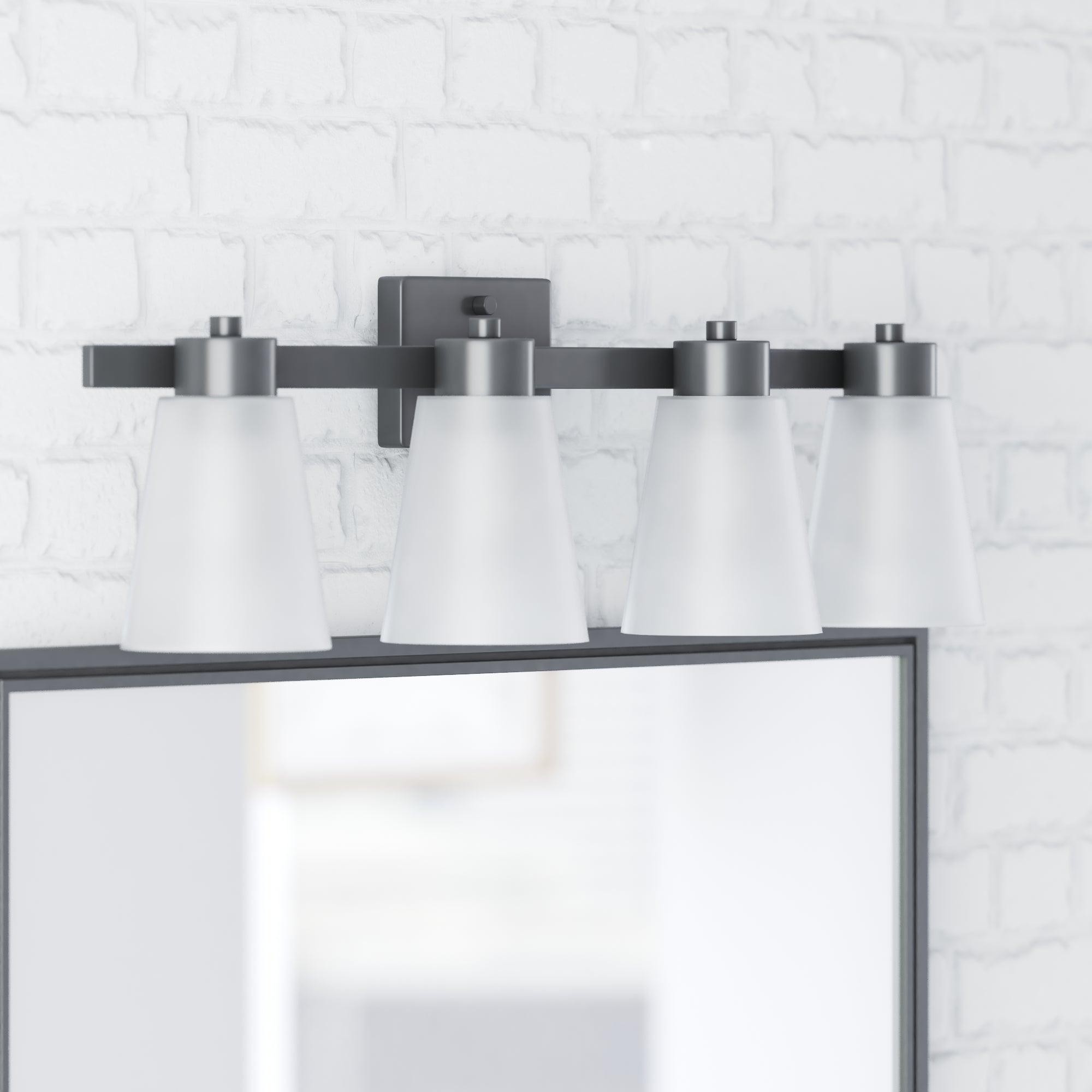 Fairendale, Vanity Light, Four Light, Frosted Glass, Matte Black by Prominence Home