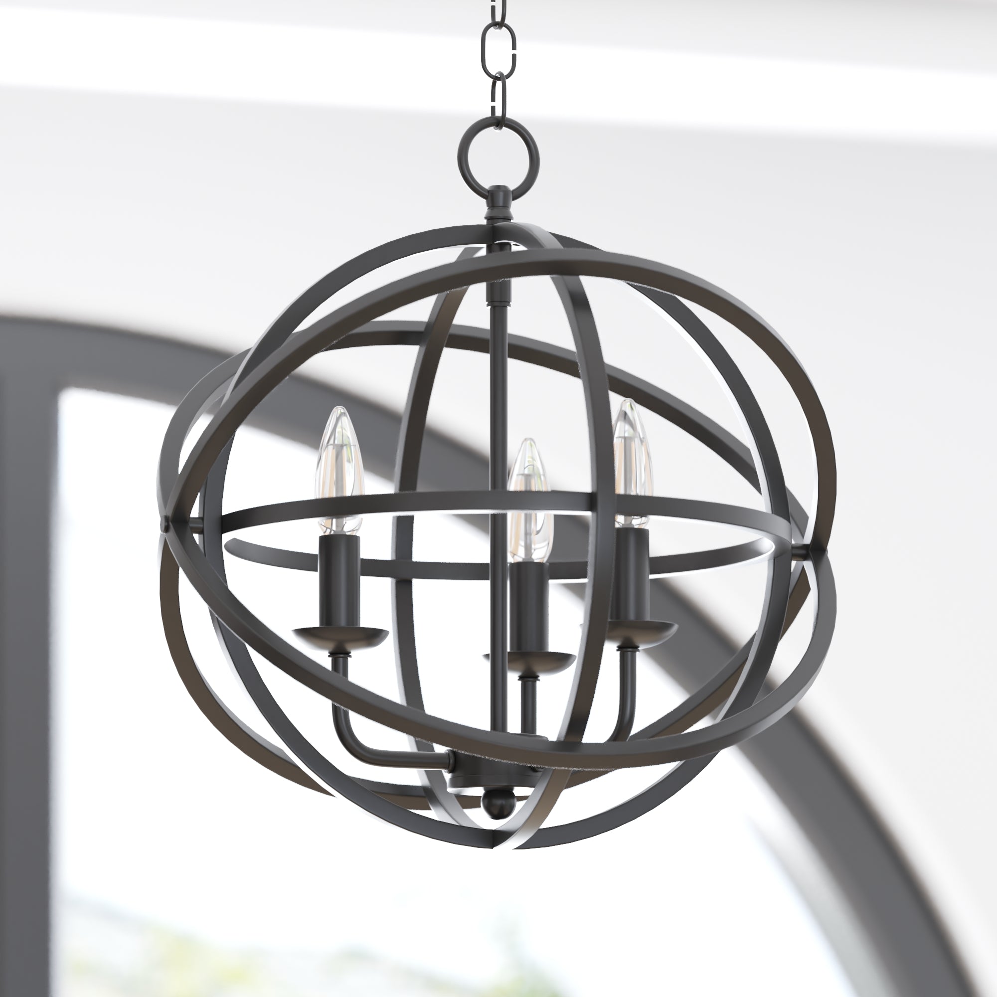 Birchberry, Sphere Chandelier, Matte Black by Prominence Home