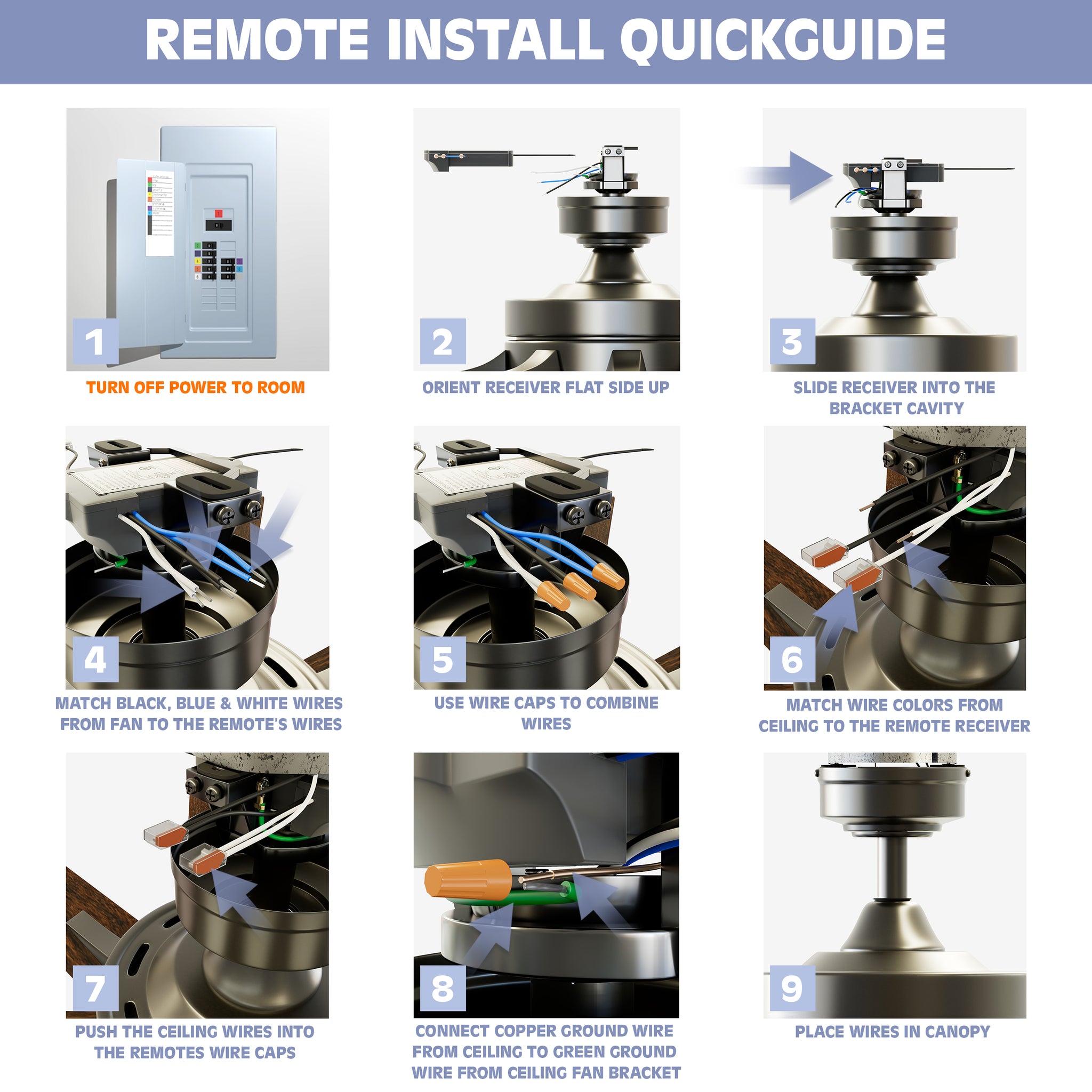 Smart Universal Ceiling Fan Conversion Kit with Wall Mount, Google Hom ...